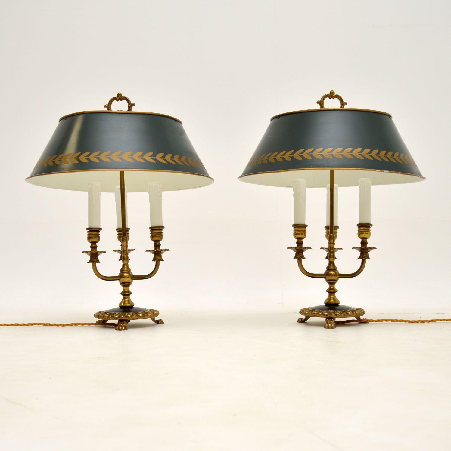 Pair of Antique French Brass & Tole Table Lamps (1 of 12) Pair of Antique French Brass & Tole Table Lamps (1 of 12)