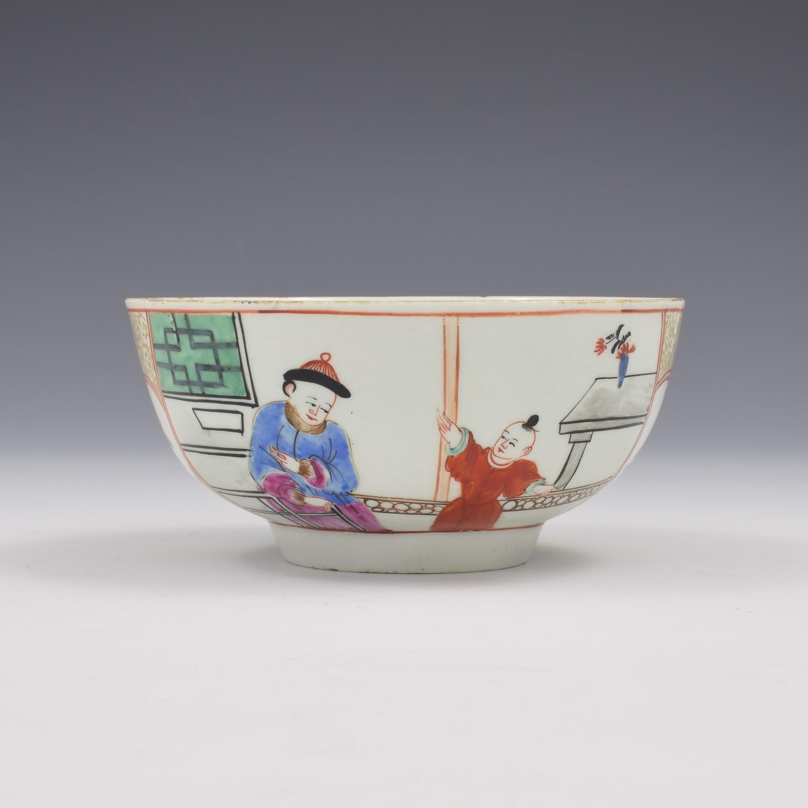 First Period Worcester Porcelain Gentlemen's Mandarin Slop Bowl Chinoiserie c.1770 (1 of 5)
