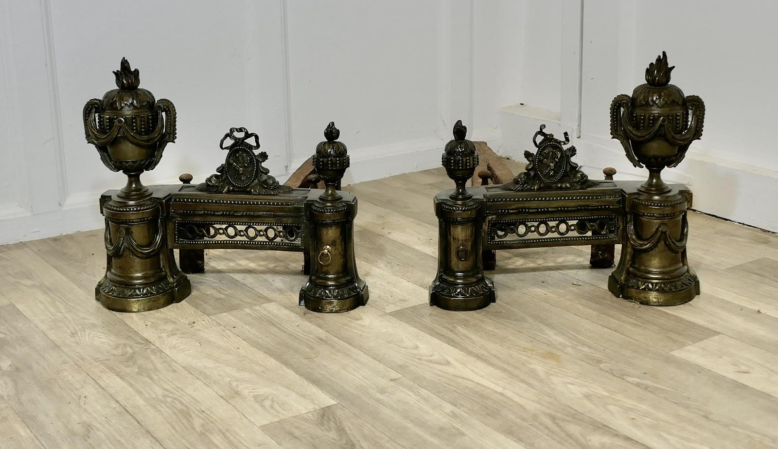 Pair of Large French 18th Century Brass Chenets (1 of 6)