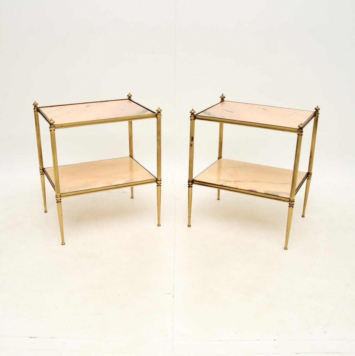 Pair of Vintage French Brass & Marble Side Tables (1 of 9)