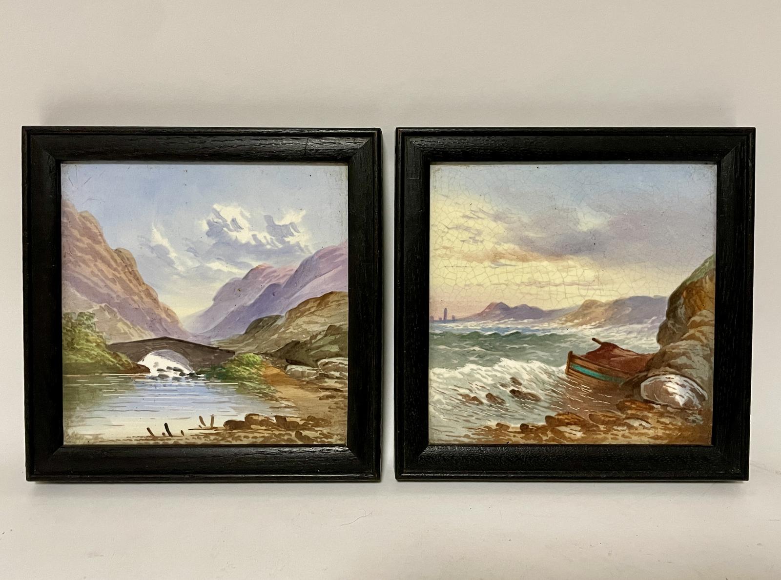 Pair of Victorian Hand Painted Tiles (1 of 9) Pair of Victorian Hand Painted Tiles (1 of 9)