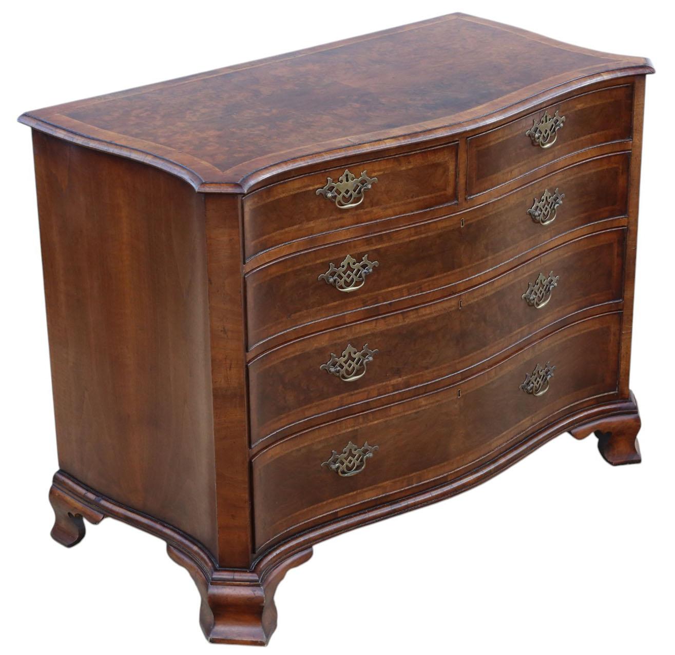 Antique Vintage Exceptional Large Crossbanded Burr Walnut Serpentine Commode / Chest of Drawers – Finest Quality (1 of 11) Antique Vintage Exceptional Large Crossbanded Burr Walnut Serpentine Commode / Chest of Drawers – Finest Quality (1 of 11)