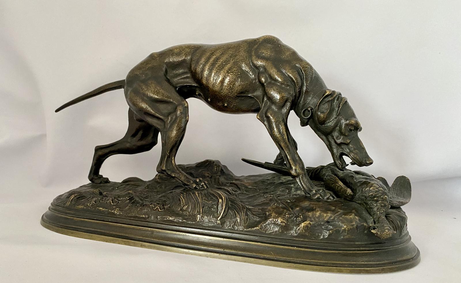 Superb Bronze, Gun Dog Retrieving. C1870 (1 of 8)