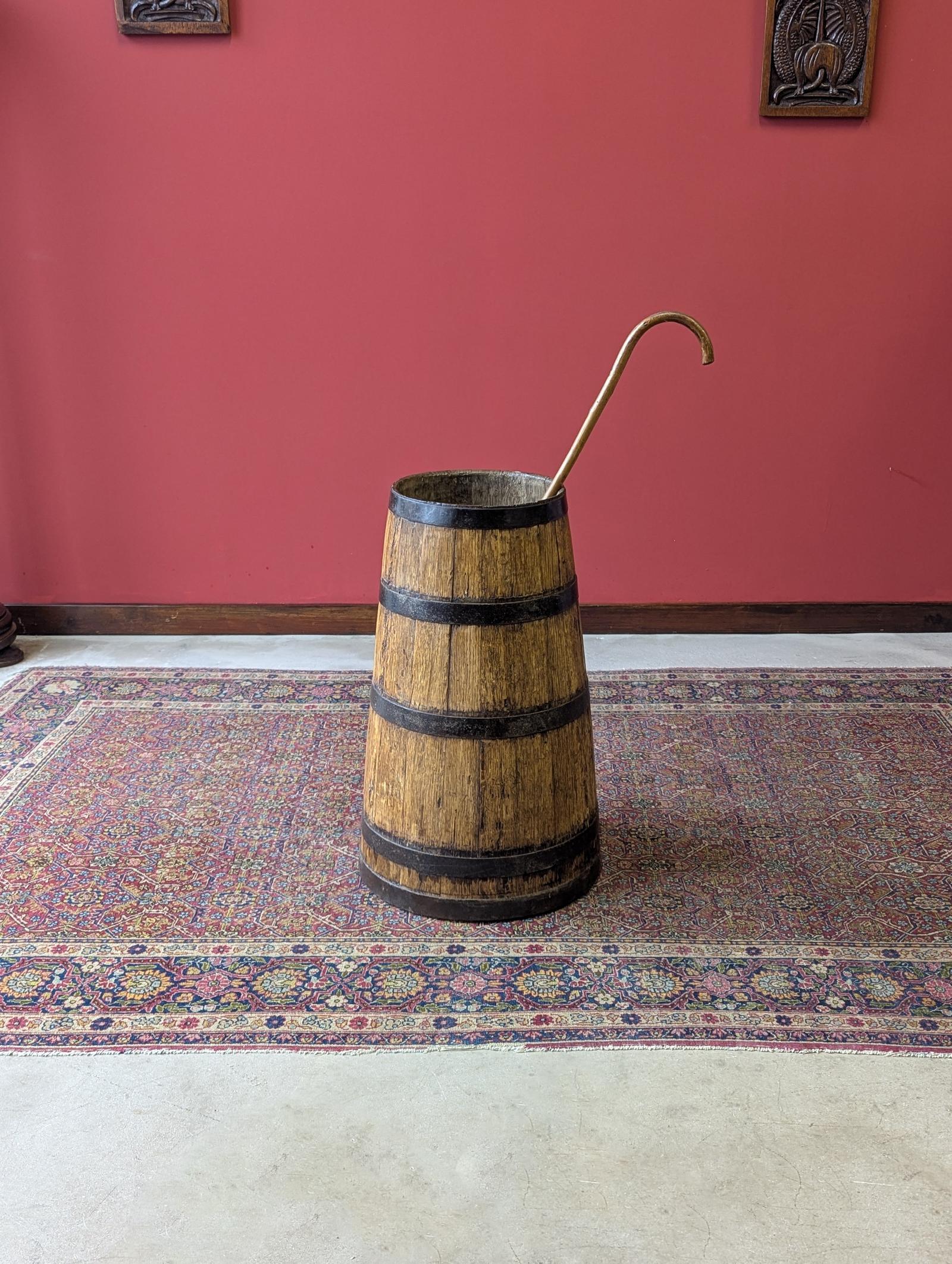 Antique Mid 19th Century Oak Barrel Stick Stand (1 of 10)