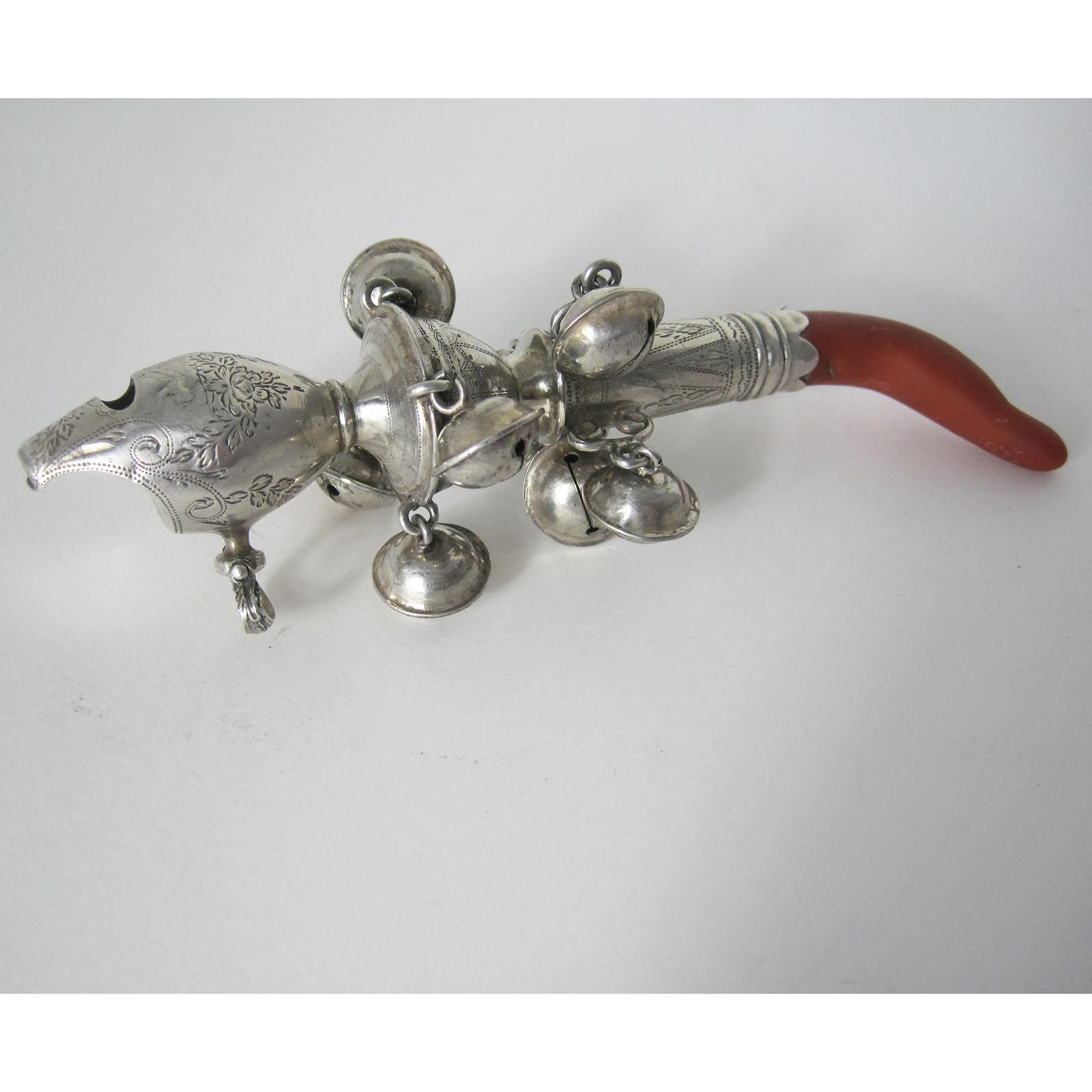 George III Peter & Ann Bateman Silver Childs Rattle with Coral Teething Stick (1 of 10) George III Peter & Ann Bateman Silver Childs Rattle with Coral Teething Stick (1 of 10)