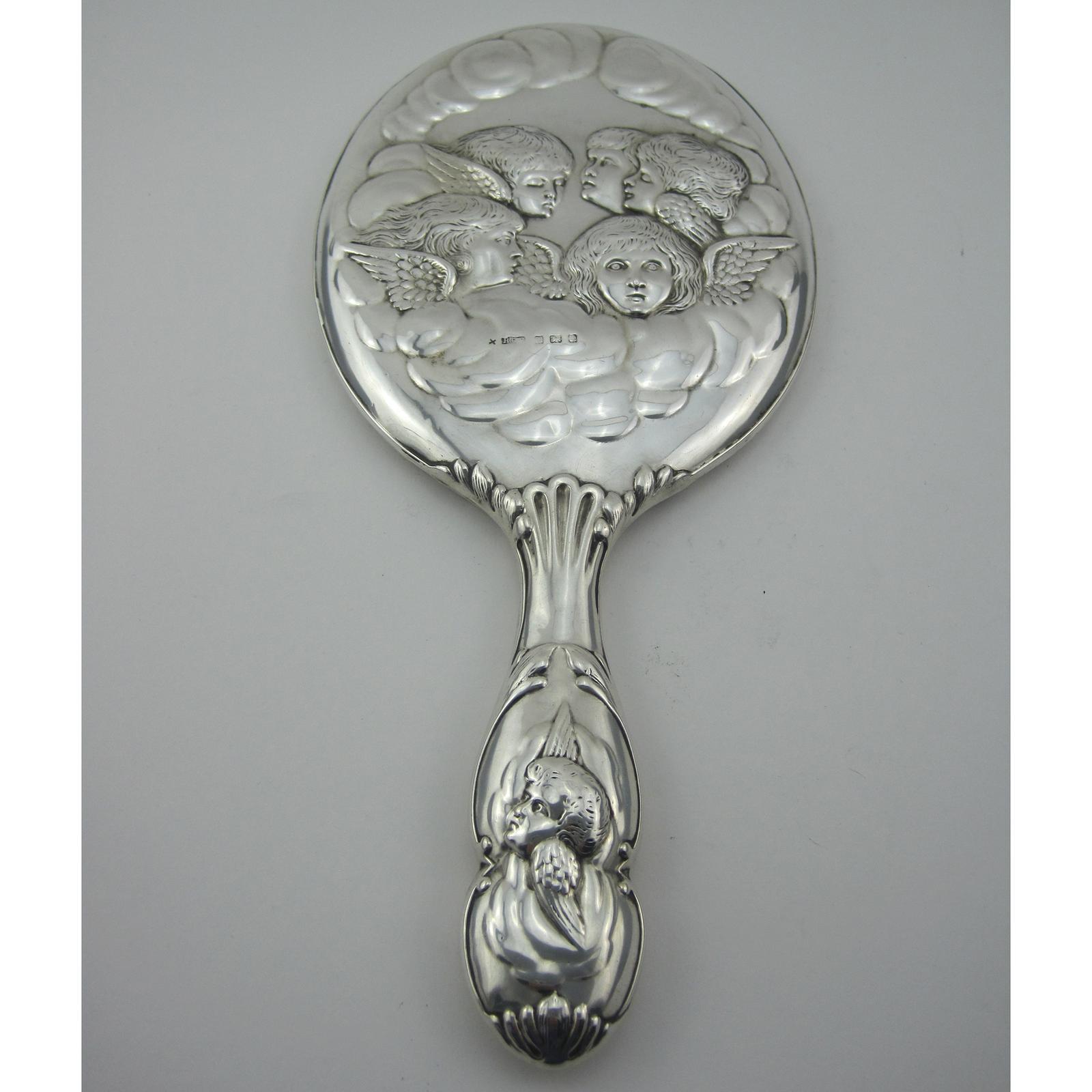 Sterling Silver Edwardian Reynolds Style Hand Mirror (1 of 6)