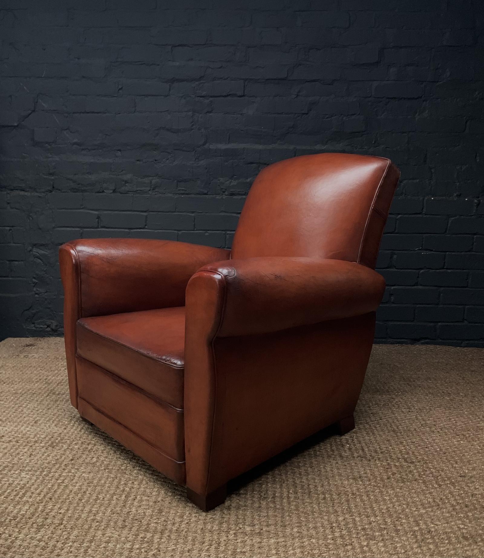 Rare 1950's French, Leather Club Chair, Havana Lounge Model (1 of 9) Rare 1950's French, Leather Club Chair, Havana Lounge Model (1 of 9)