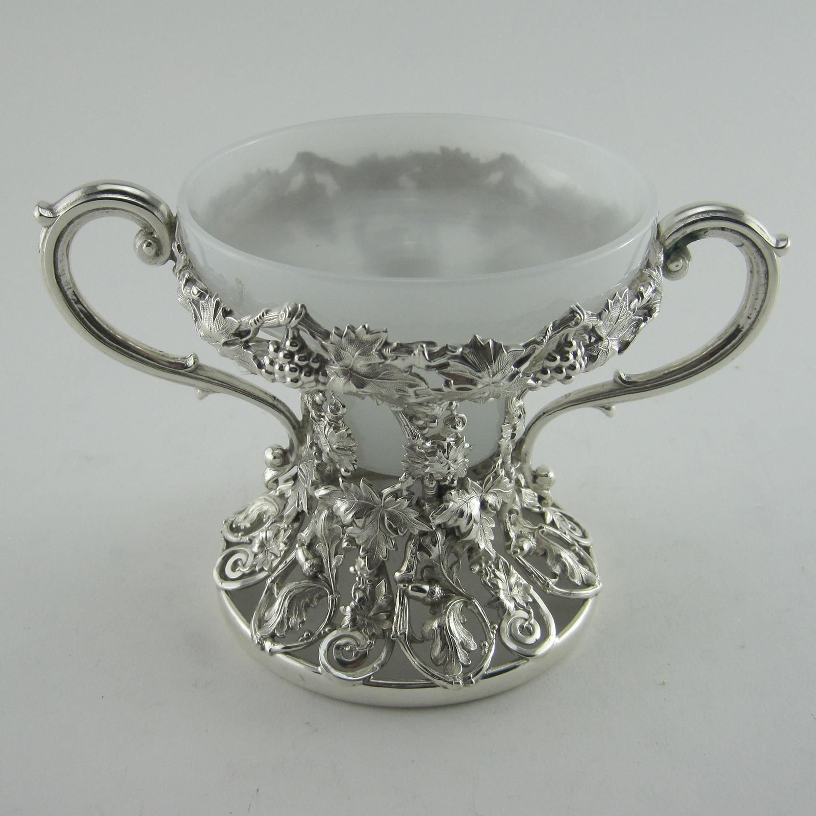 Victorian Silver Plated Sugar Basket with Opaline Liner (1 of 6)