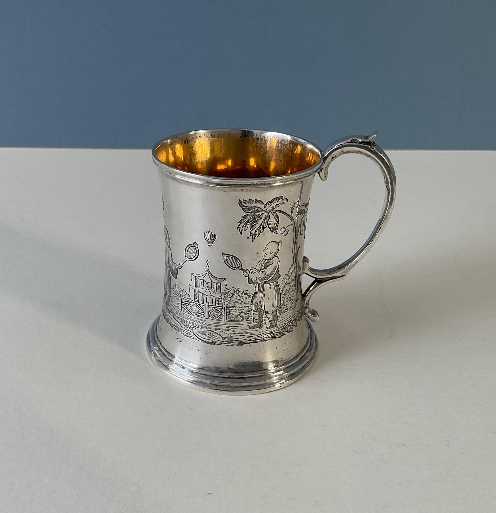 Antique Silver 'badminton' Gilded Mug (1 of 8) Antique Silver 'badminton' Gilded Mug (1 of 8)