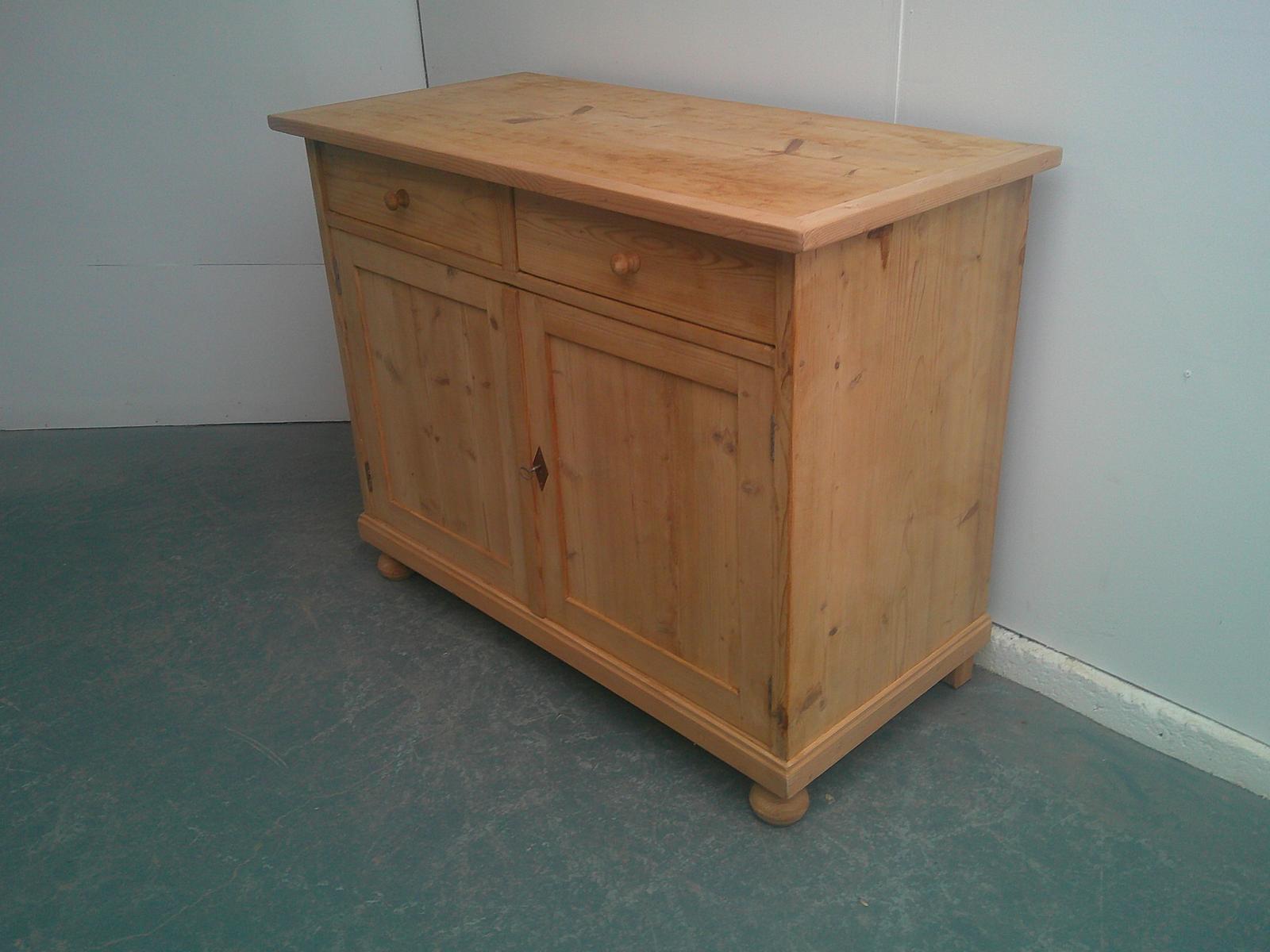 Quality Victorian Antique Pine 2 Door 2 Drawer Dresser Base to wax / paint (1 of 9)