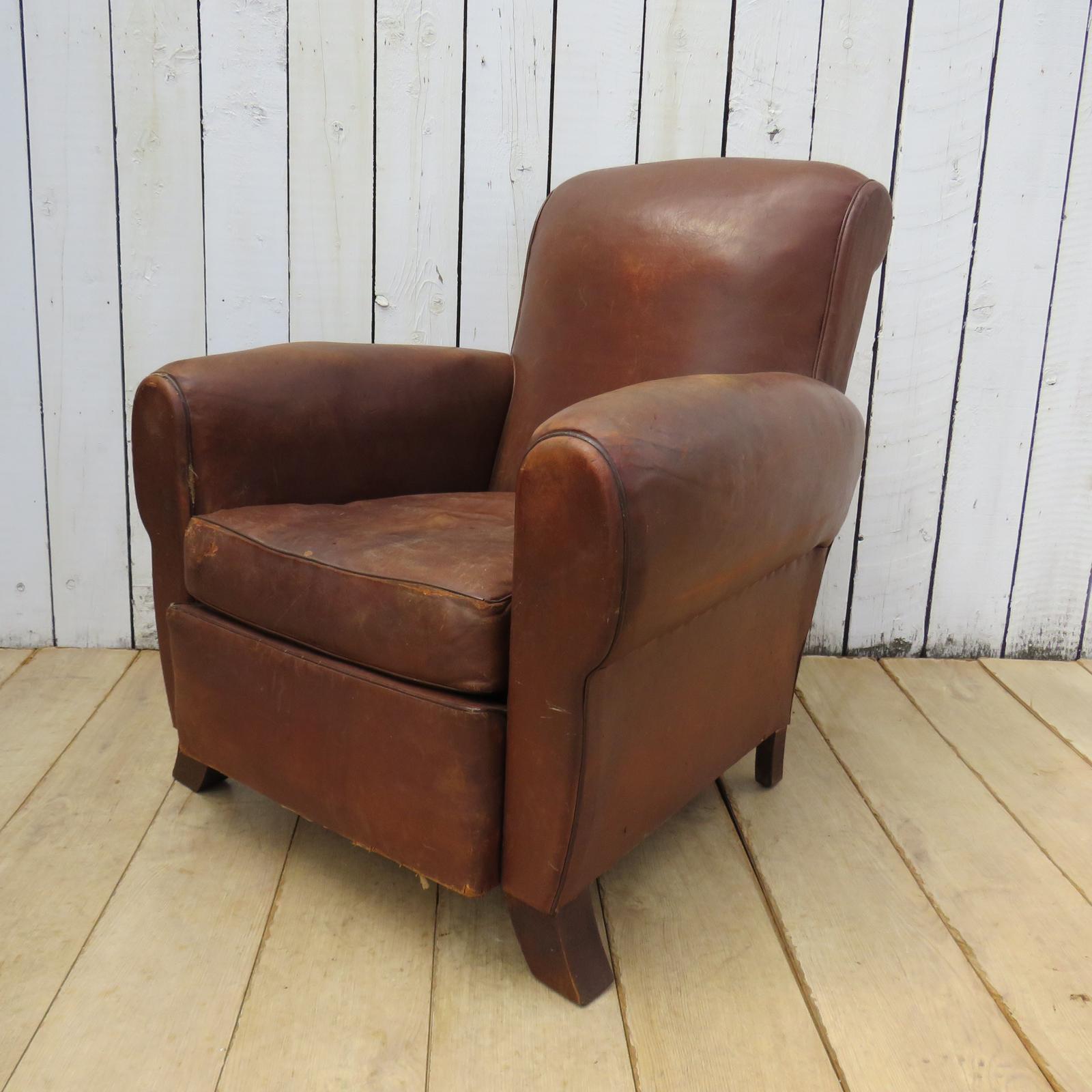 1940s French Leather Club Chair (1 of 13)