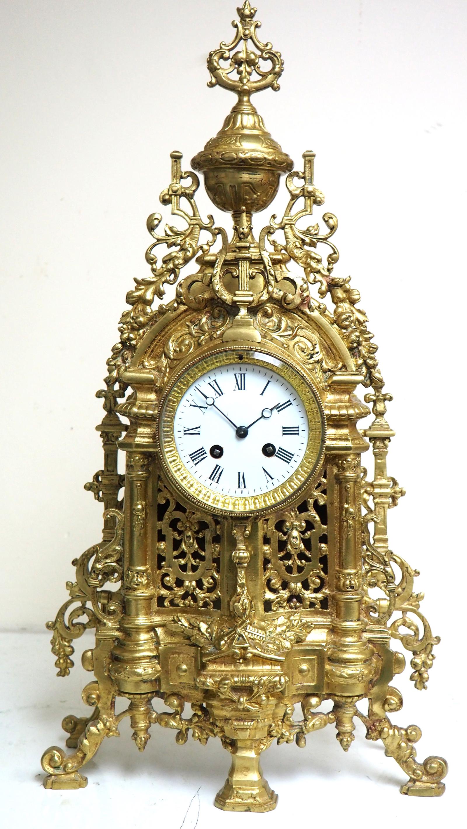 Fine French Ormolu Scrolling Floral Case Striking 8-day Mantle Clock (1 of 16)