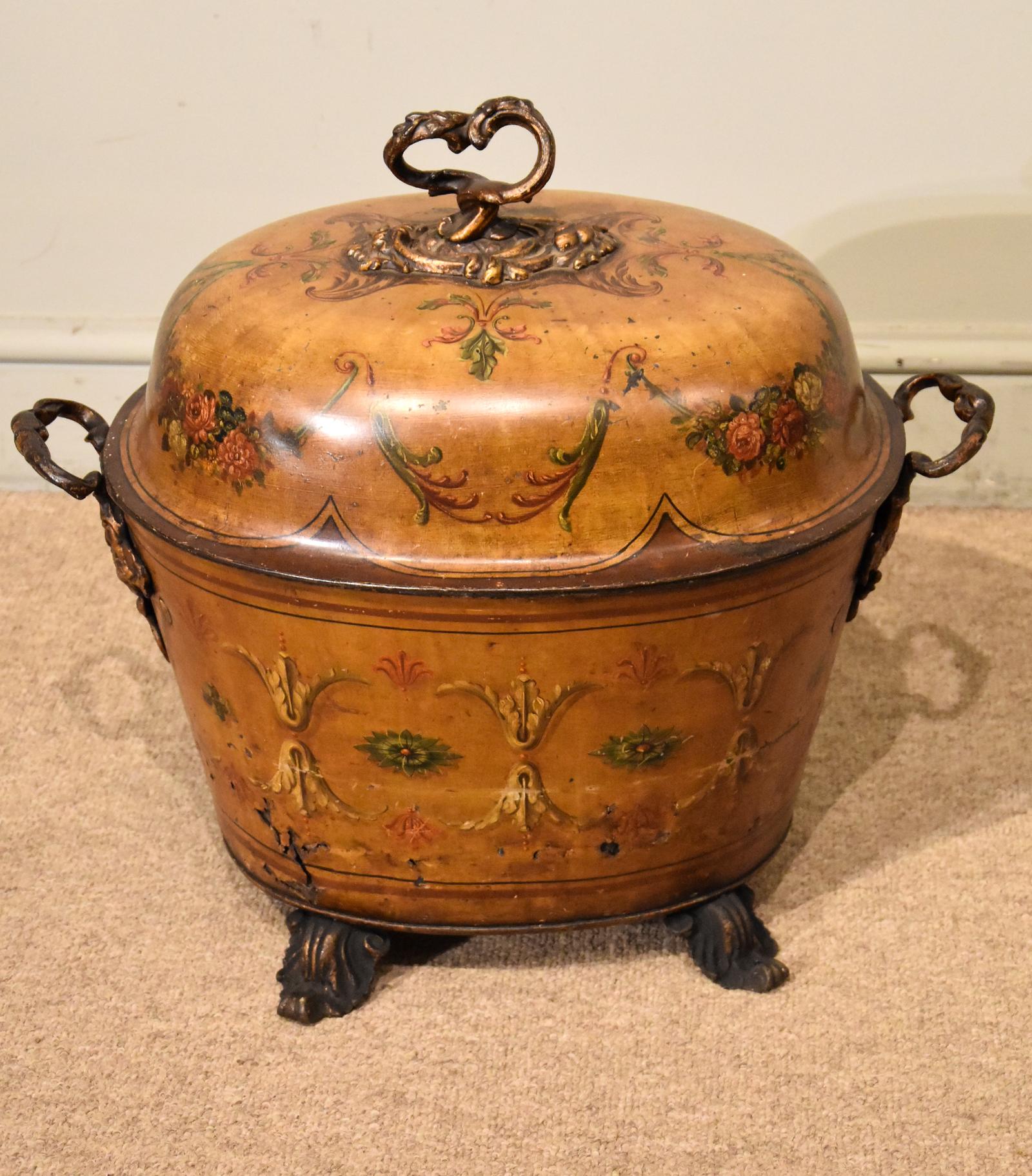 Mid Victorian Tole Ware Coal Bin (1 of 8)