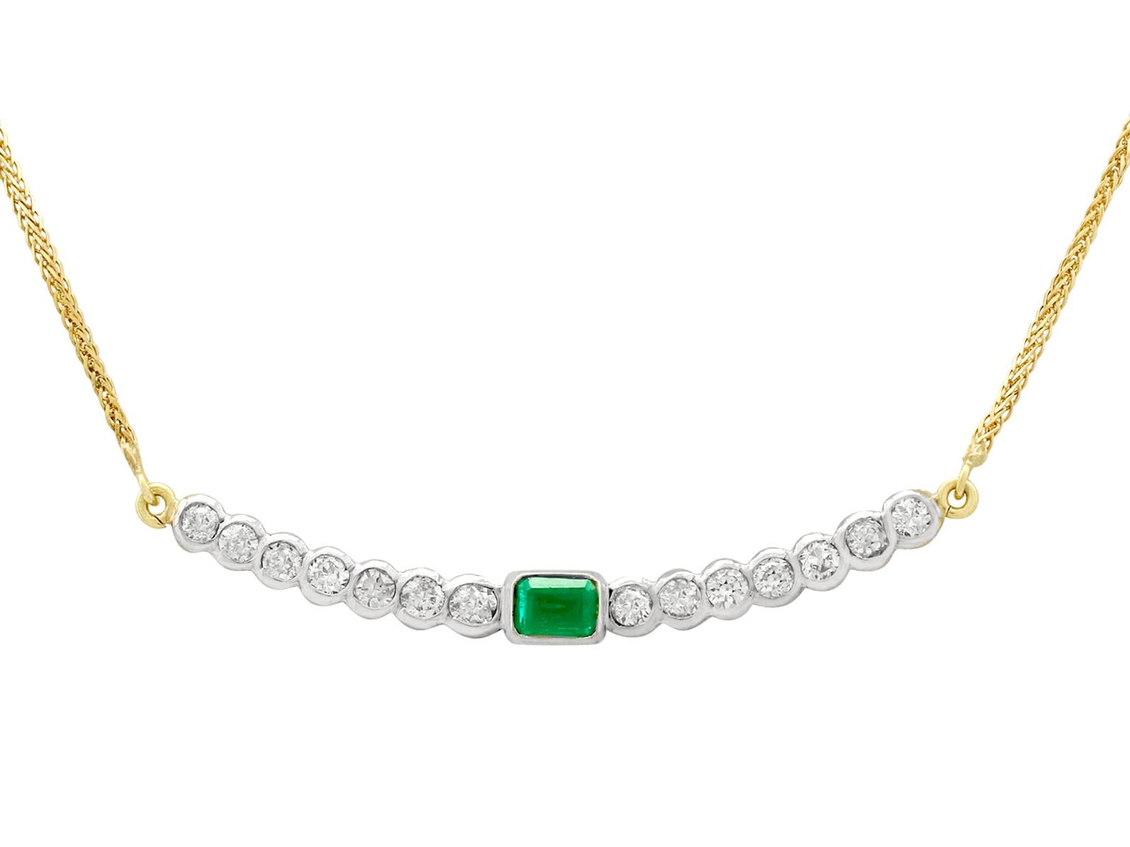 Vintage Emerald and 1.54 Carat Diamond White Gold Necklace (1 of 9)