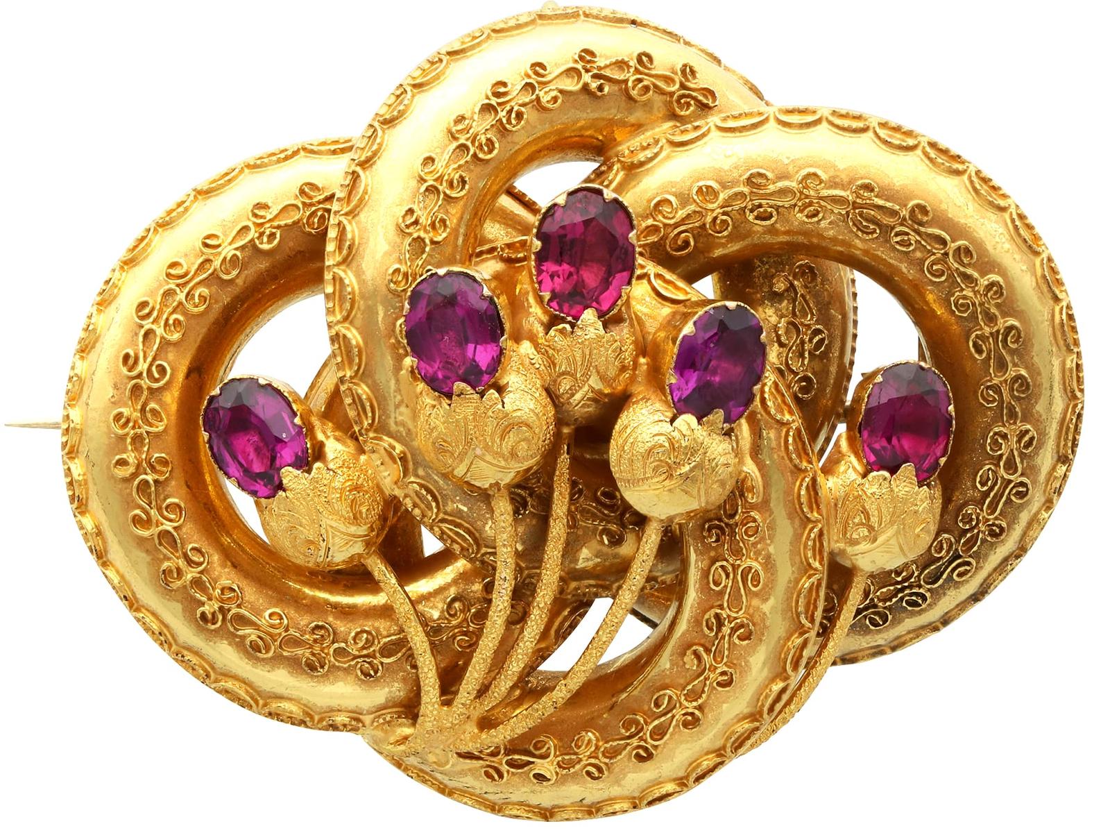 Antique Victorian 2.35ct Garnet & 21ct Yellow Gold Brooch (1 of 10)