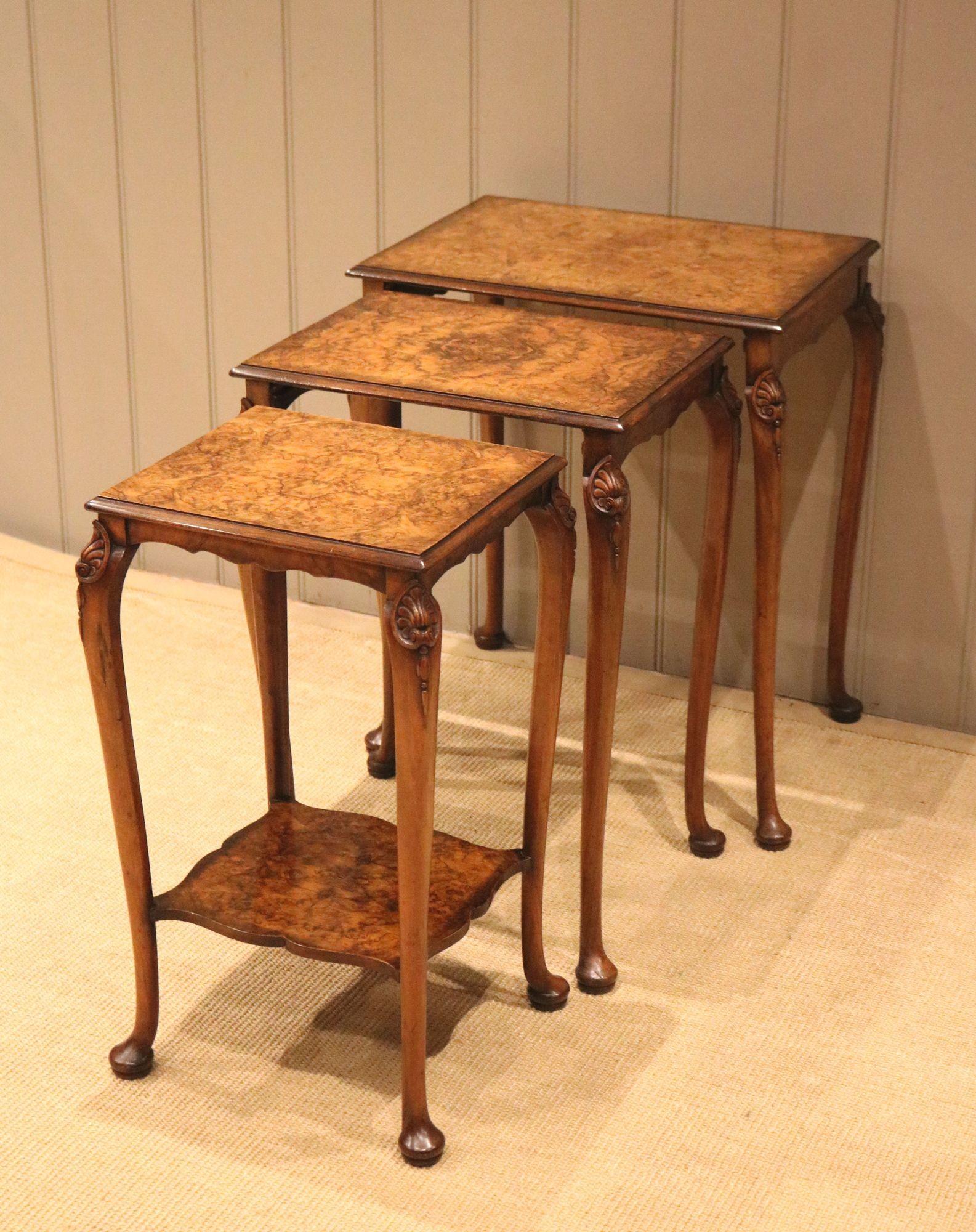 Burr Walnut Nest of Three Tables (1 of 10) Burr Walnut Nest of Three Tables (1 of 10)