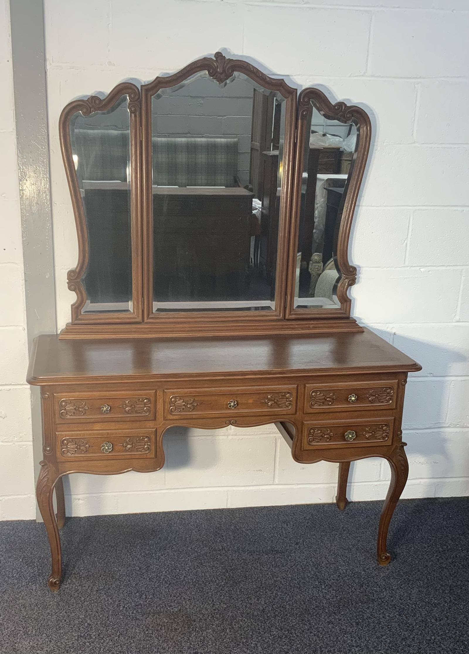 Carved Oak French Dressing Table (1 of 9)