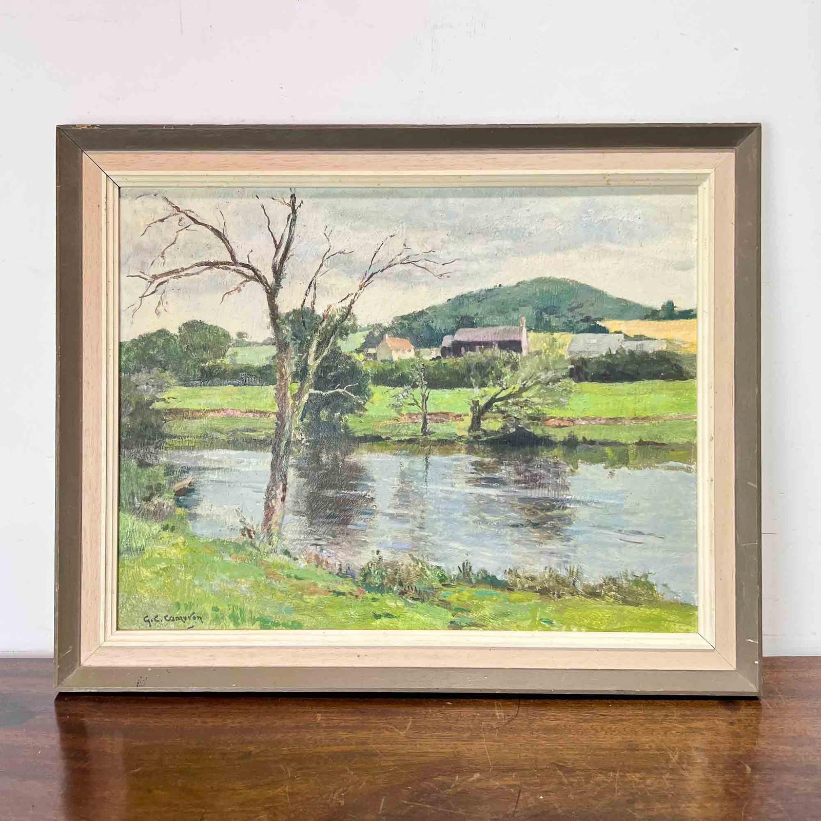 Landscape Painting 'River Wye, Near Hay-on-wye', G C Cameron (1 of 8) Landscape Painting 'River Wye, Near Hay-on-wye', G C Cameron (1 of 8)