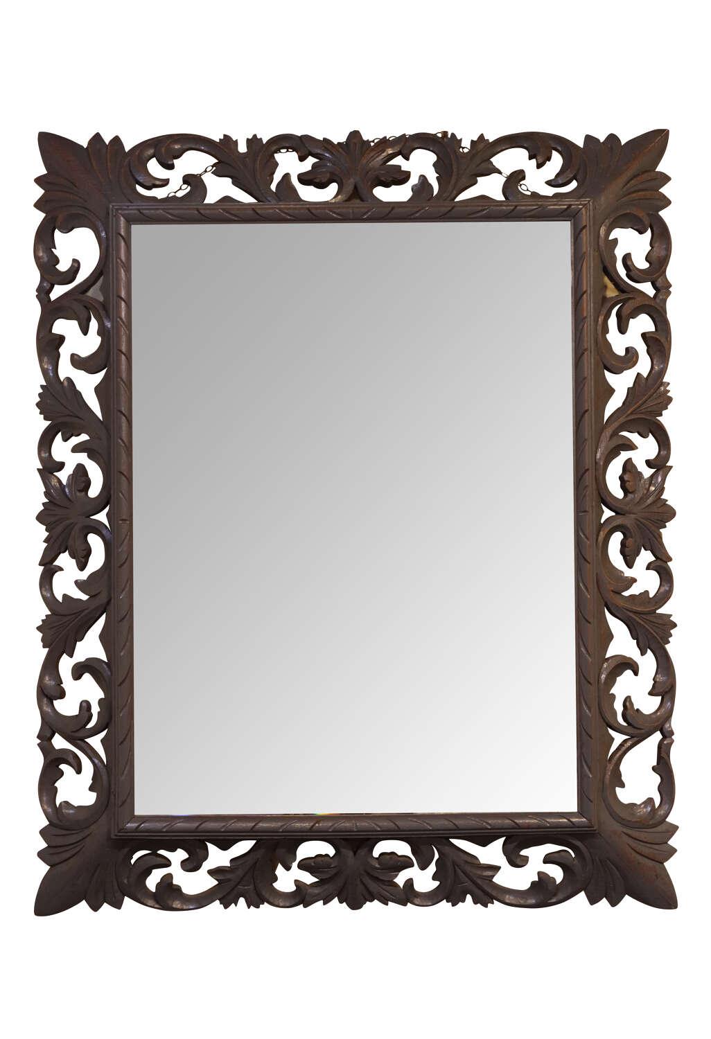 Large 19th Century Mirror in Carved & Painted Wooden Frame (1 of 3)