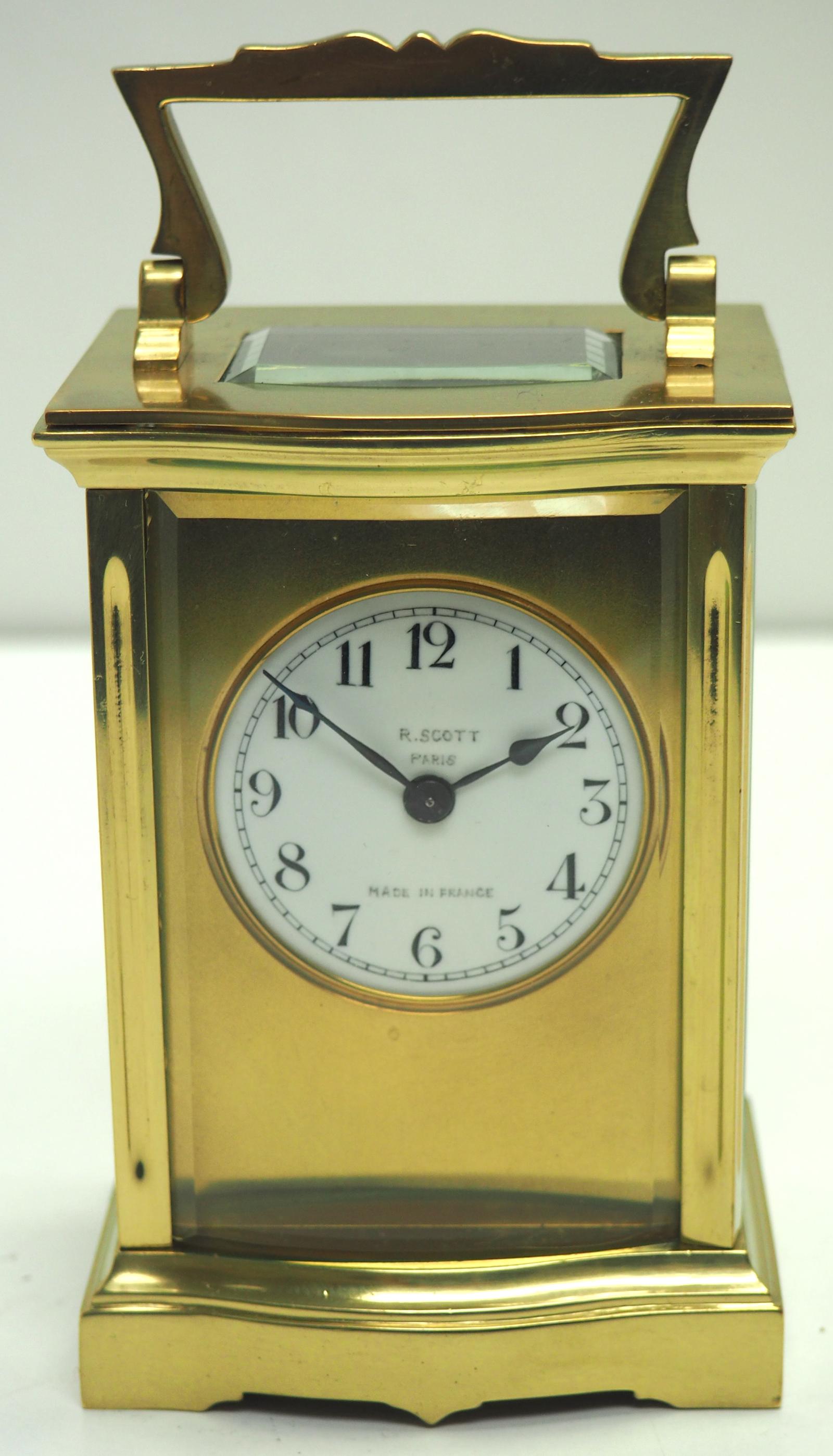 Bow Fronted Antique French 8-day Carriage Clock c.1900 – by R Scott Paris (1 of 12)