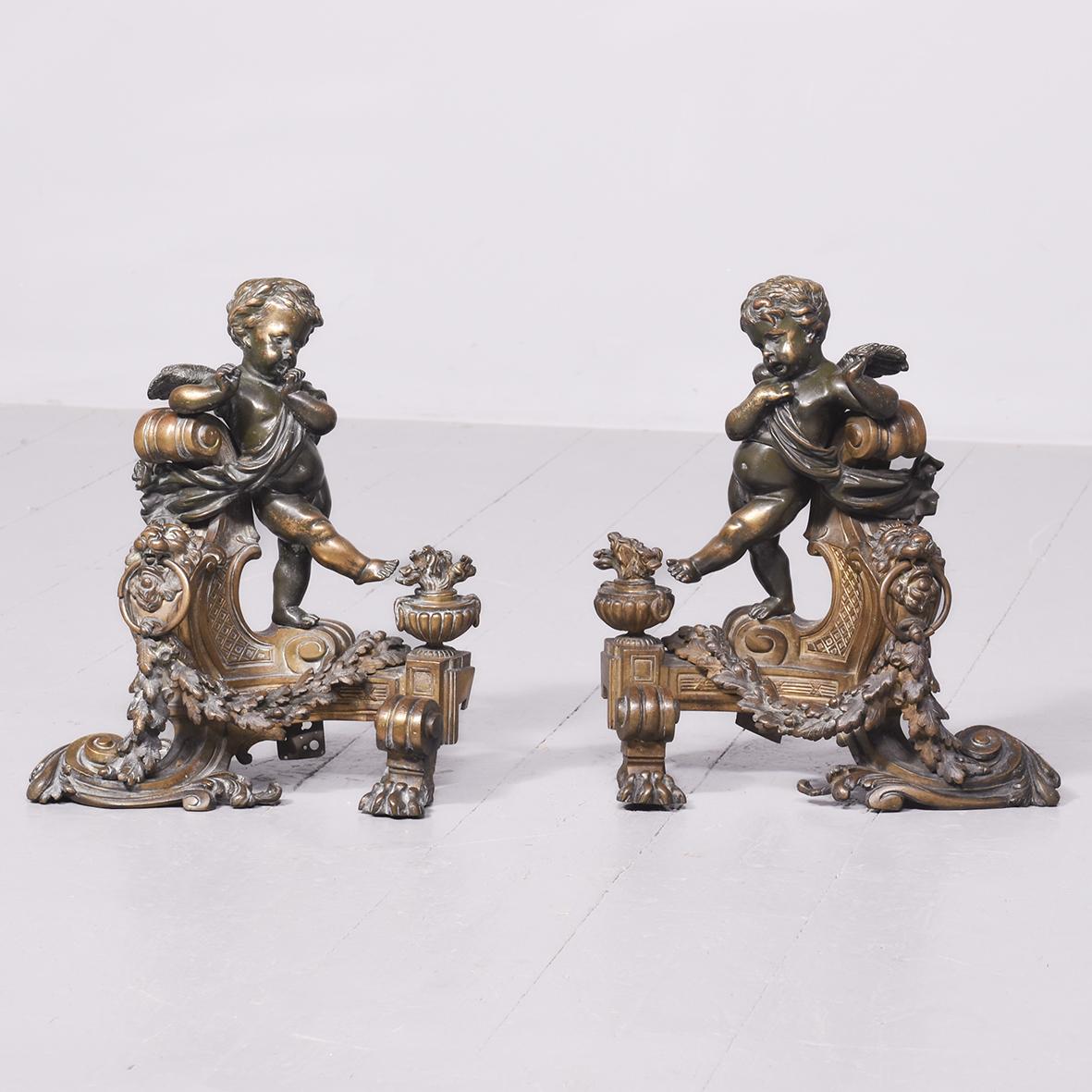 Pair of Bronze and Ormolu Mounted Chenets (1 of 10) Pair of Bronze and Ormolu Mounted Chenets (1 of 10)