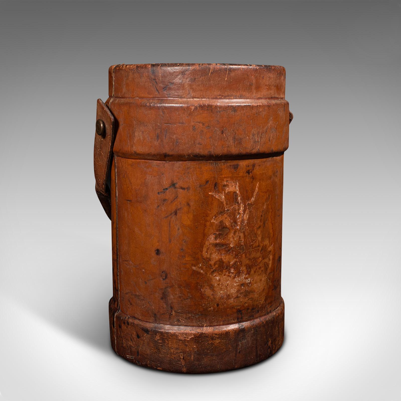 Antique Decorative Bucket, Leather, Basket, Stick Stand, Victorian c.1900 (1 of 8)