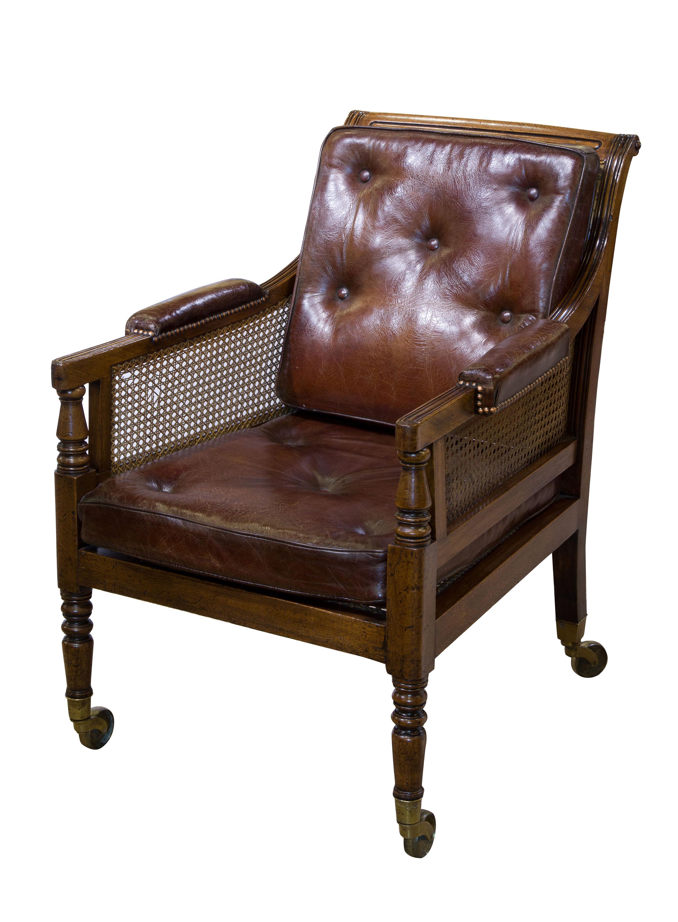 Regency mahogany & cane library bergere chair (1 of 1)