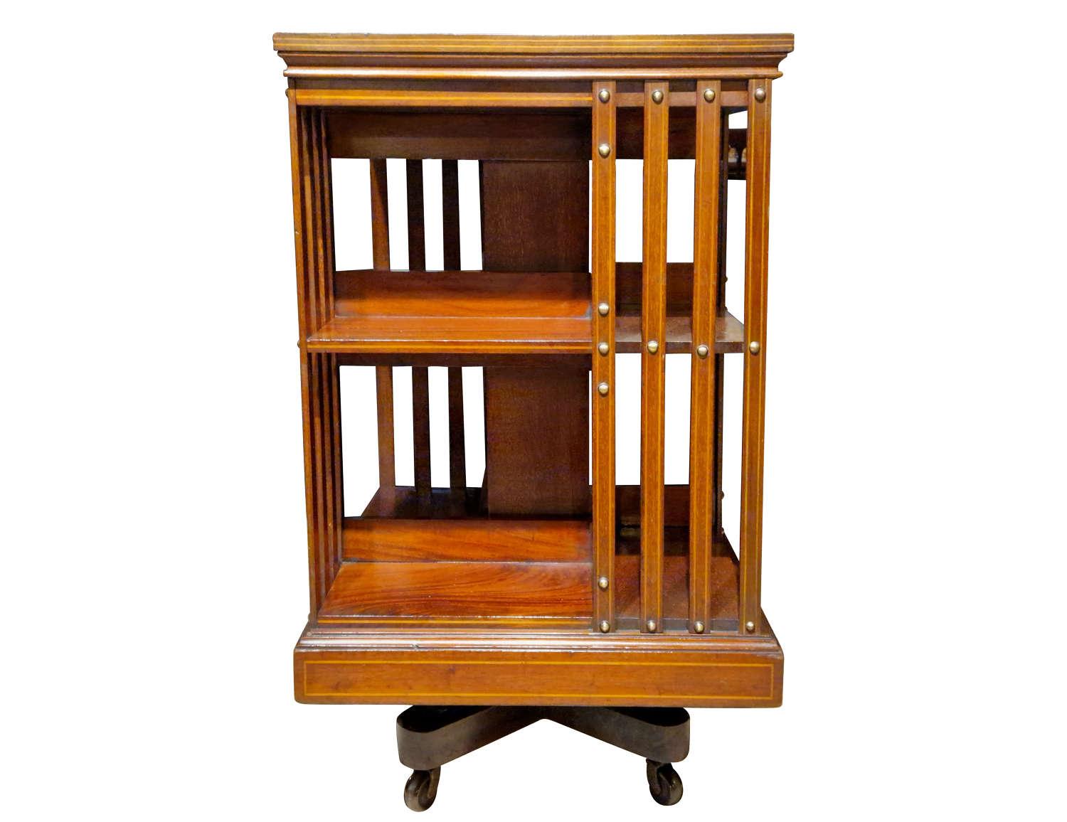 Superb Edwardian Inlaid Revolving Bookcase (1 of 4) Superb Edwardian Inlaid Revolving Bookcase (1 of 4)