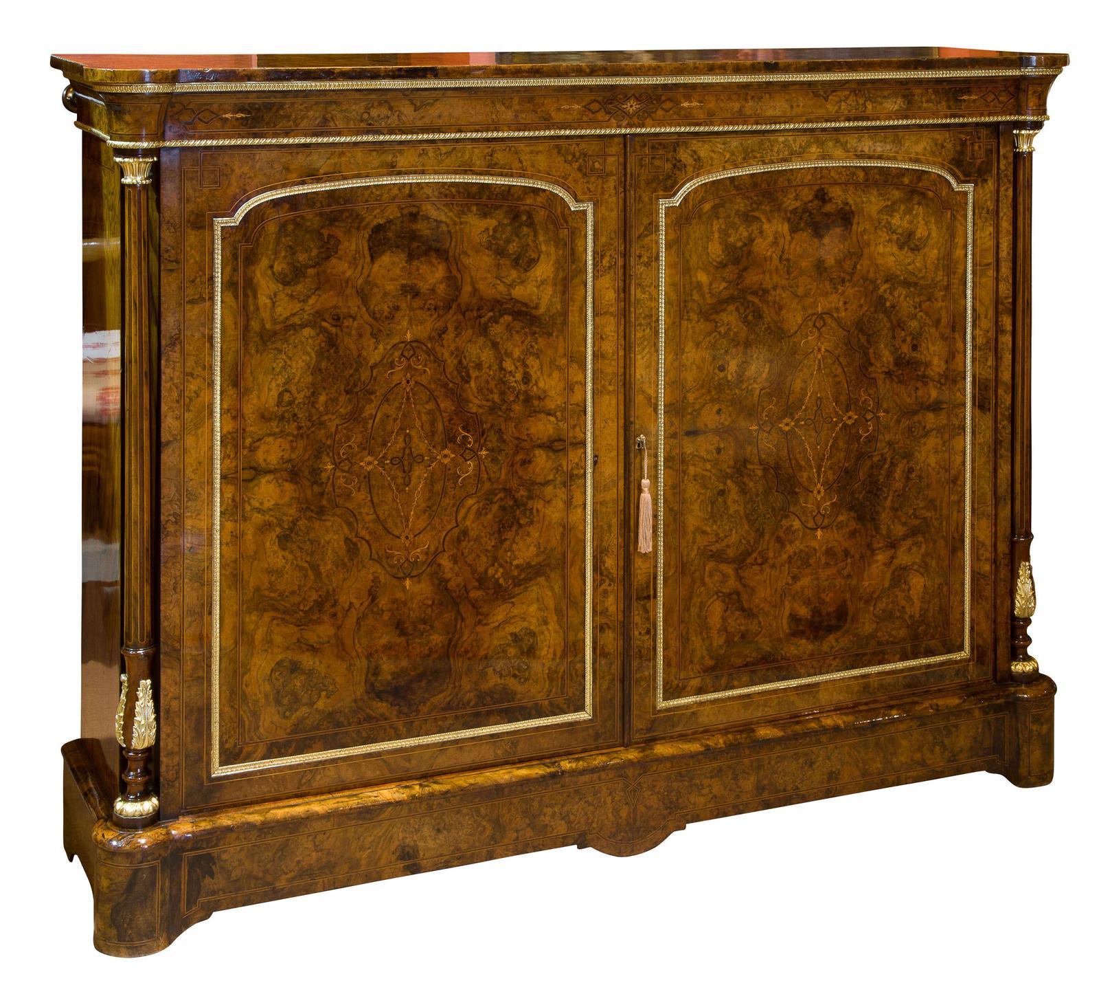 Fine Figured Burr Walnut and Ormulu Two Door Side Cabinet (1 of 9) Fine Figured Burr Walnut and Ormulu Two Door Side Cabinet (1 of 9)