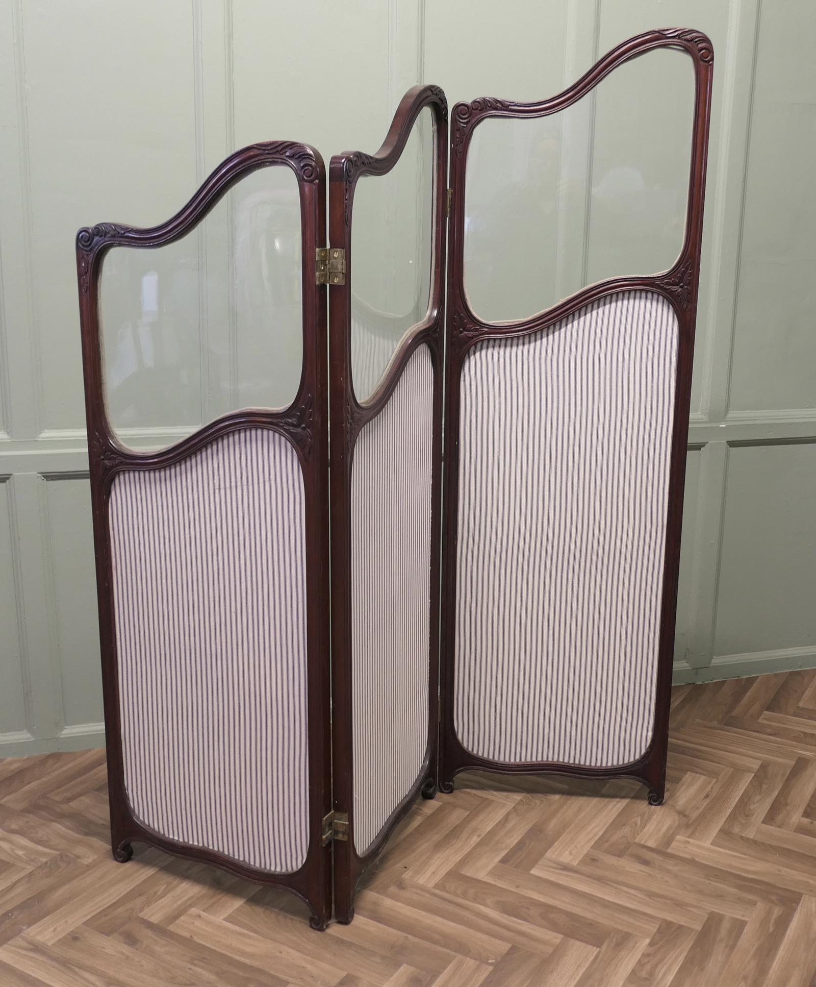 19th Century Carved Upholstered Dressing Screen (1 of 6)