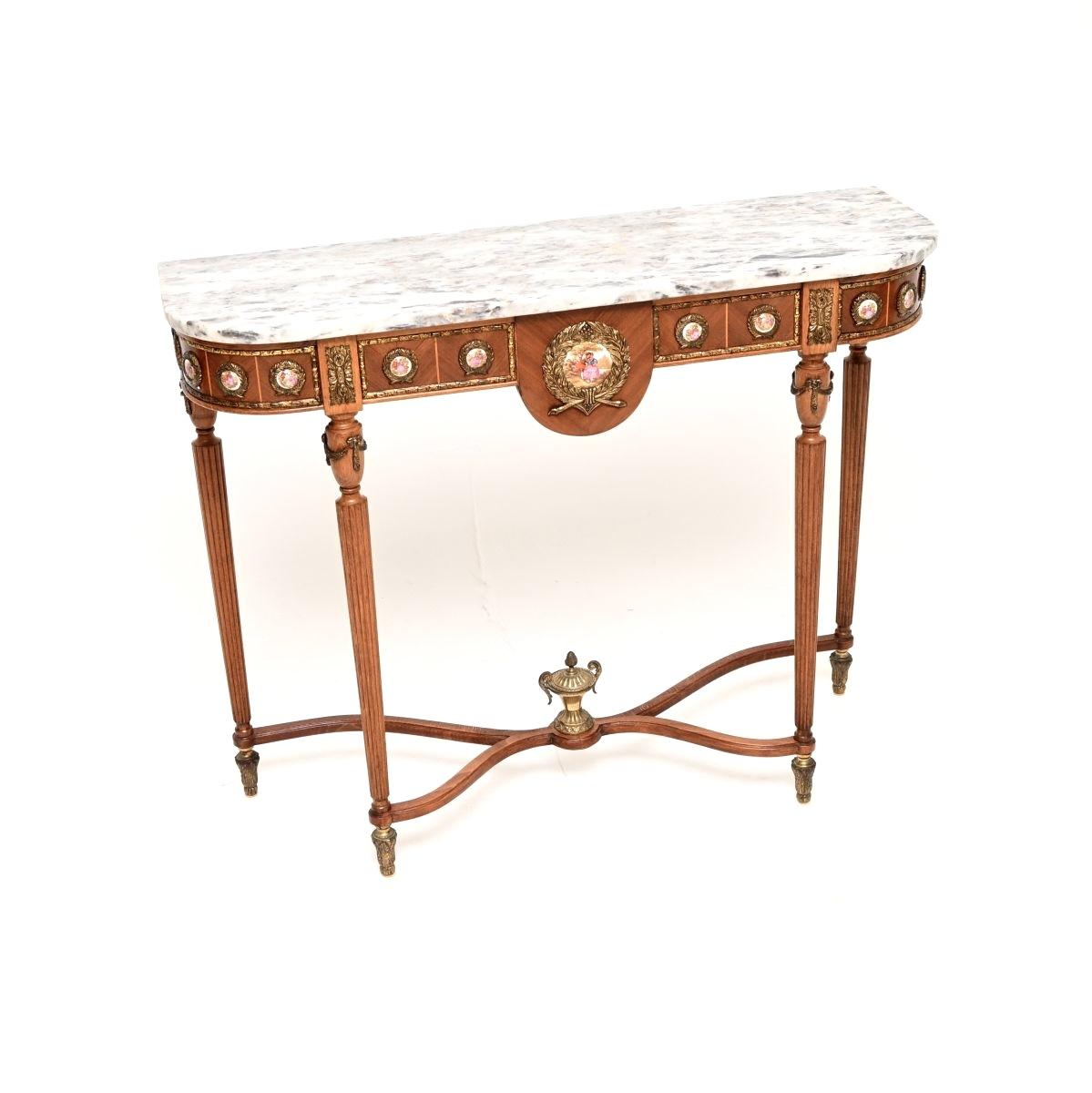 Antique French Marble Top Walnut Console Table (1 of 11) Antique French Marble Top Walnut Console Table (1 of 11)