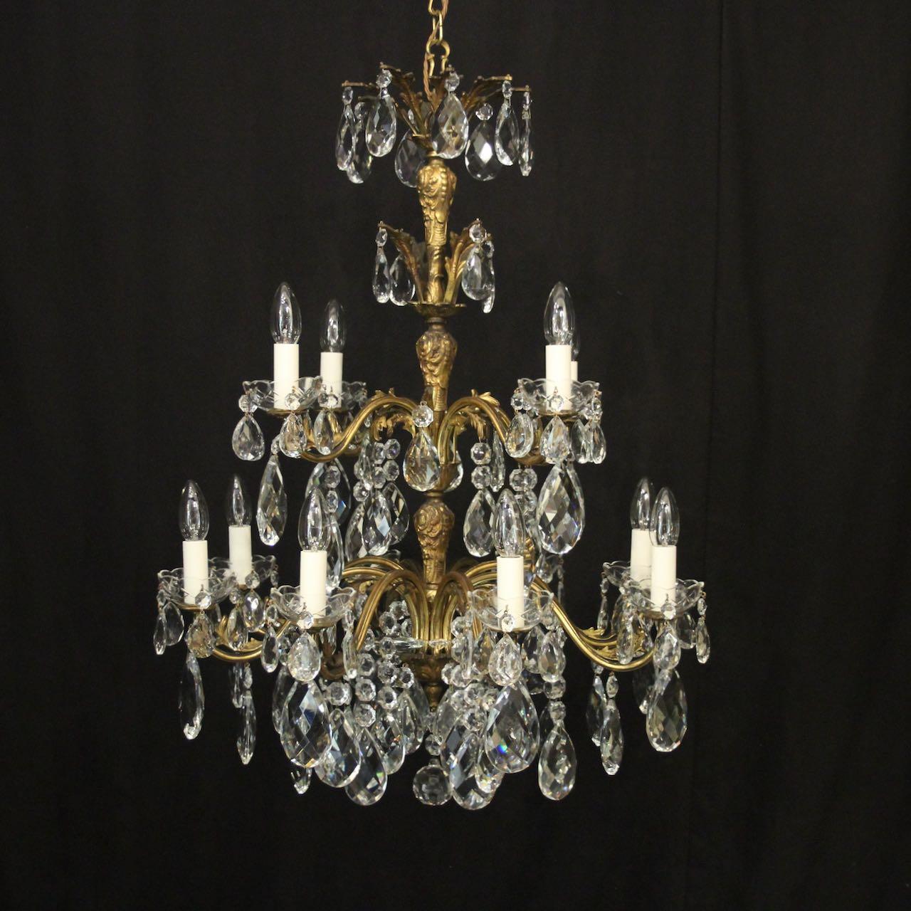 Italian 12 Light Gilded Bronze Antique Chandelier (1 of 10)