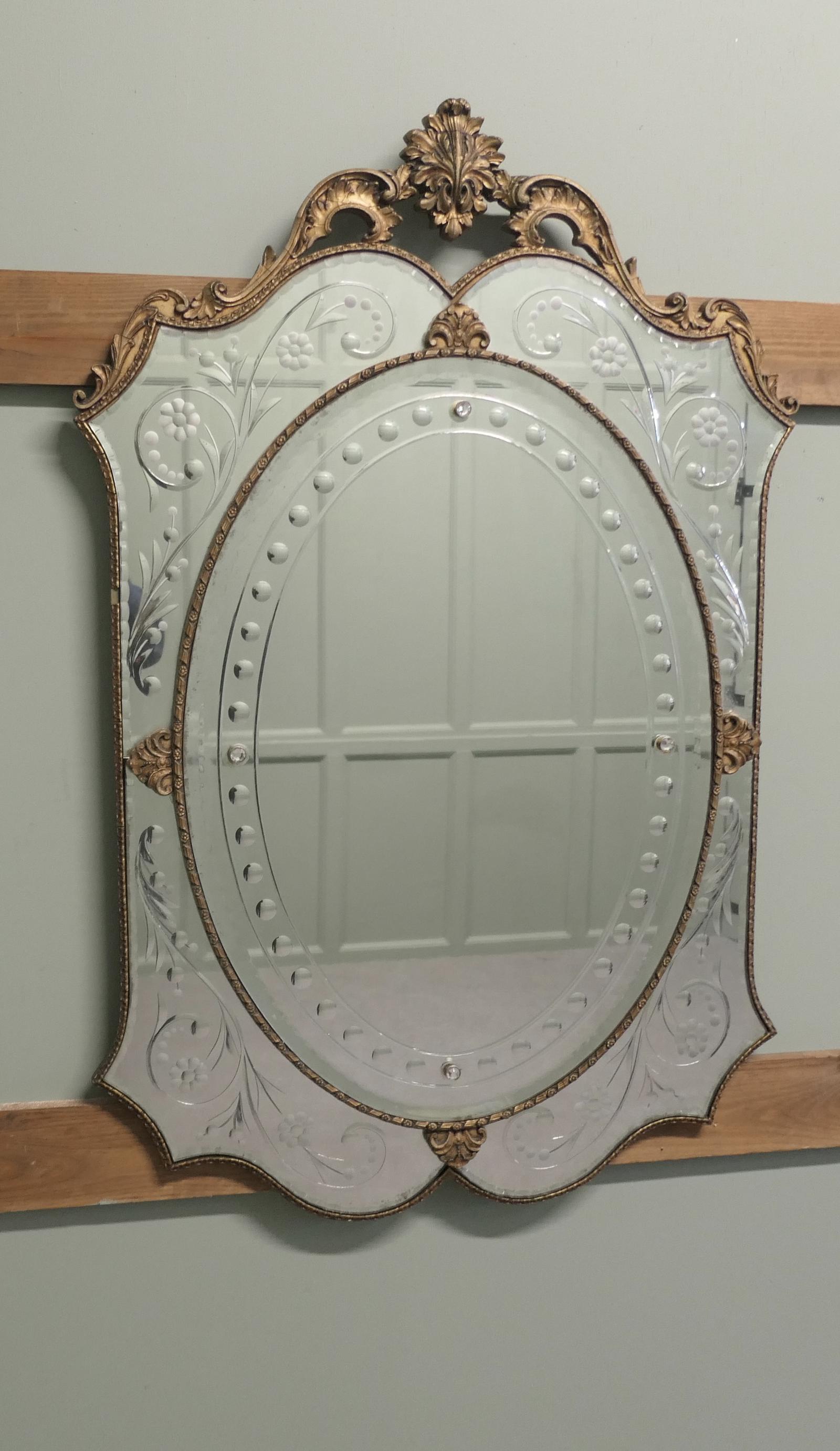 Superb Art Deco Venetian Style Mirror (1 of 6)