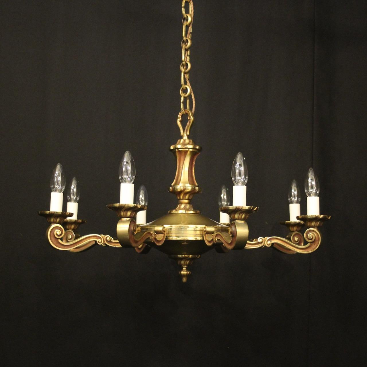 French Gilded Brass 8 Light Chandelier (1 of 10)