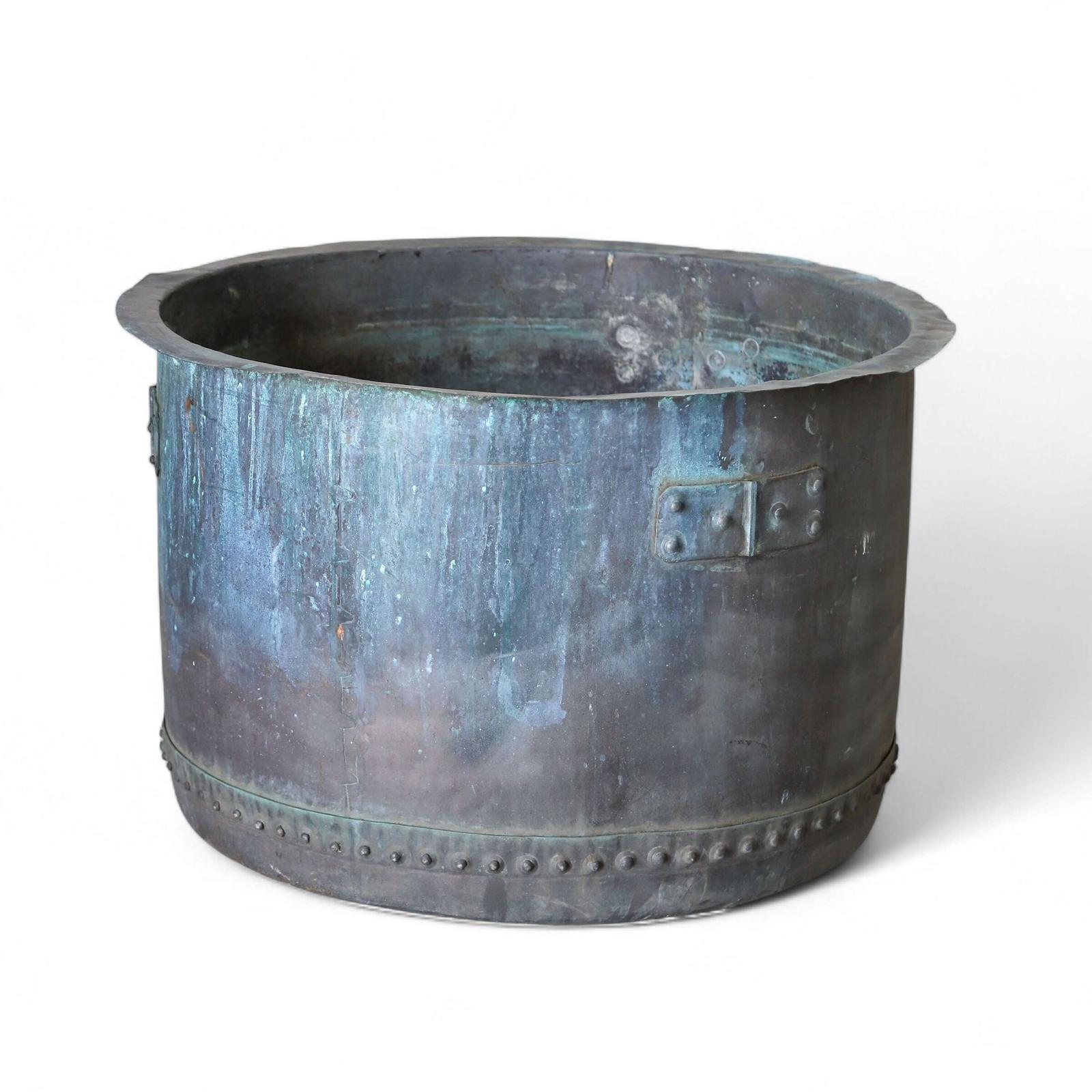 Extra Large 19th Century English Copper Planter - Hand-Riveted with Rich Natural Patina (1 of 10)