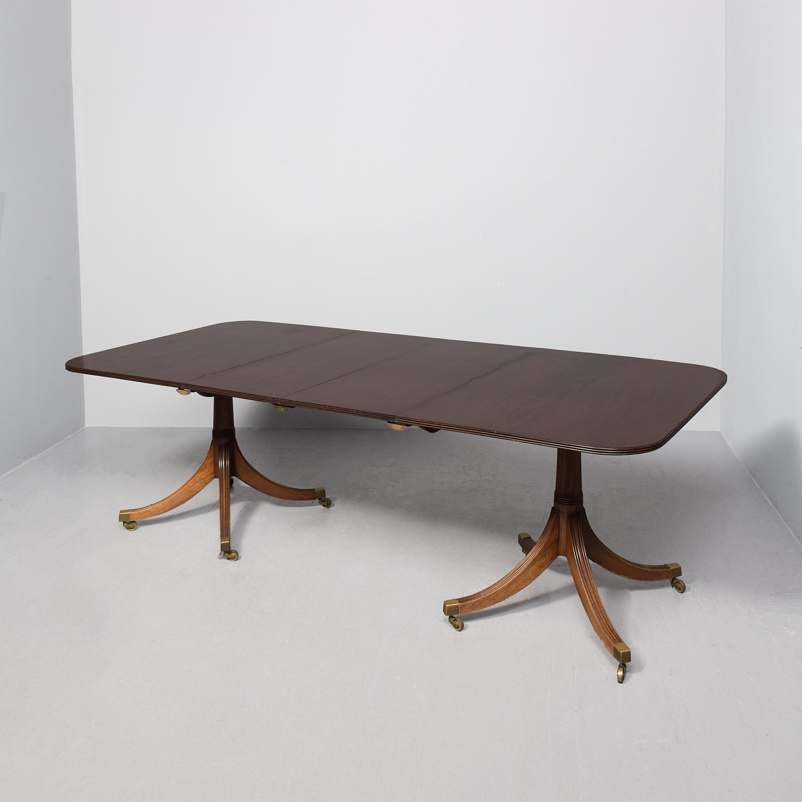 Regency Style Twin Pillar Dining Table Plus 2 Leaves (1 of 8) Regency Style Twin Pillar Dining Table Plus 2 Leaves (1 of 8)
