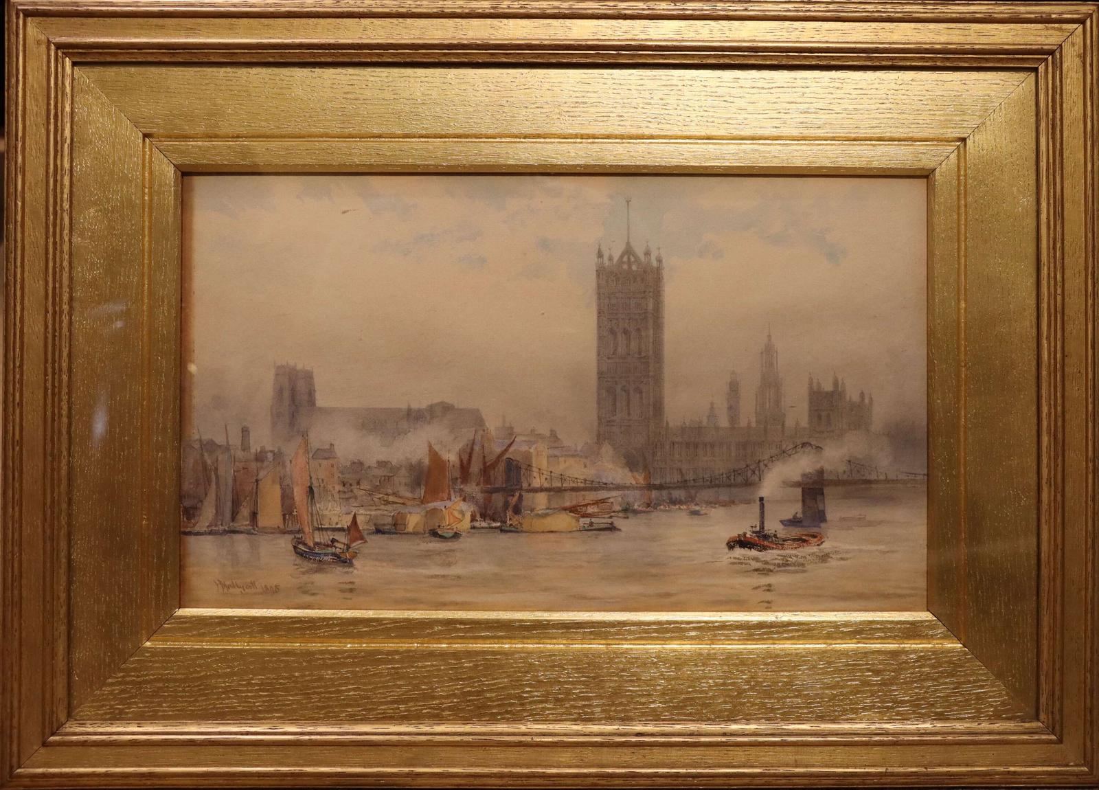 H. Medlycott – The Houses of Parliament from the Thames, Original Watercolour, Dated 1895 (1 of 6) H. Medlycott – The Houses of Parliament from the Thames, Original Watercolour, Dated 1895 (1 of 6)