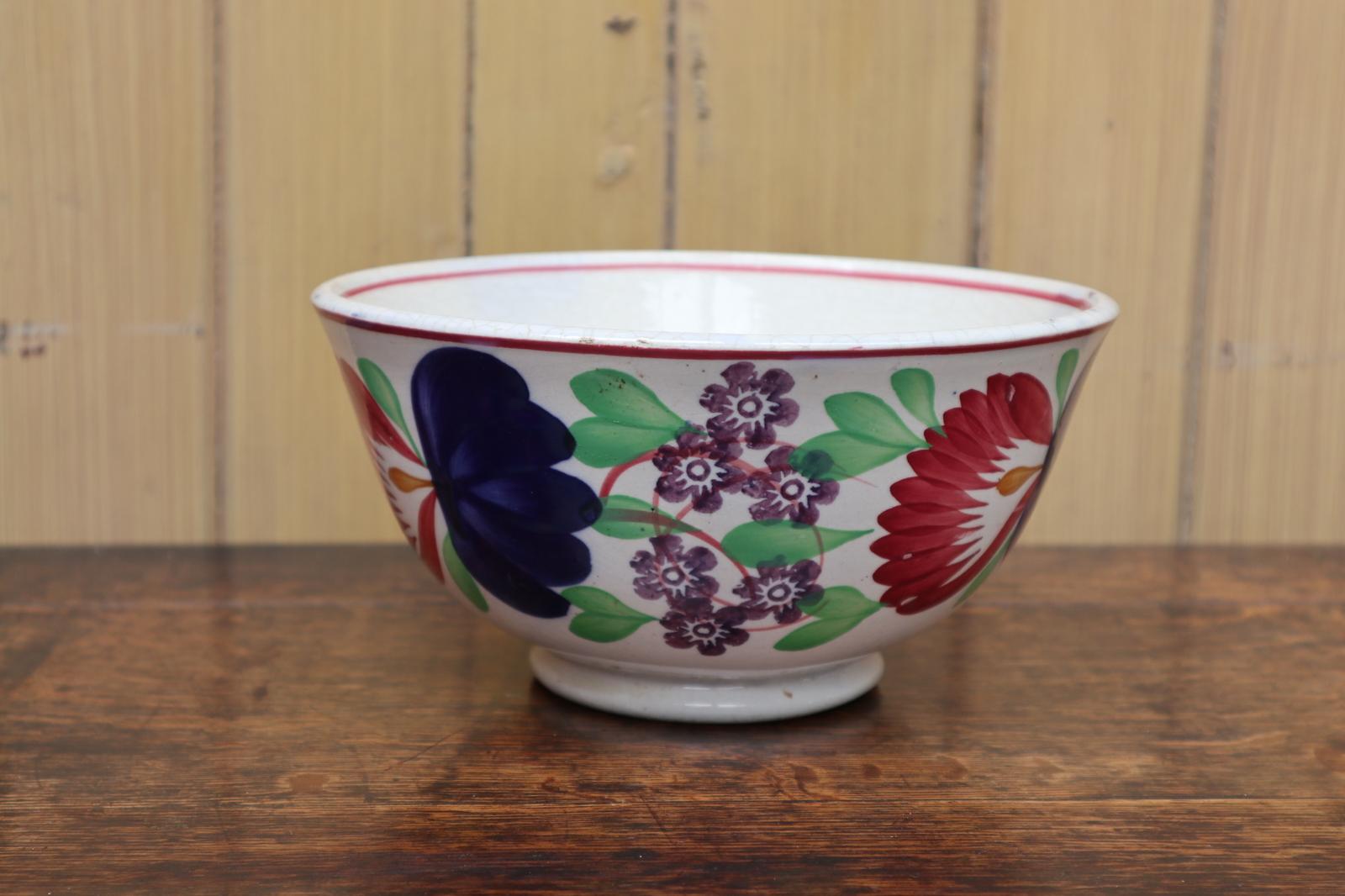 Early 20th Century Scottish Spongeware Floral Print Bowl from Kirkcaldy (1 of 14)