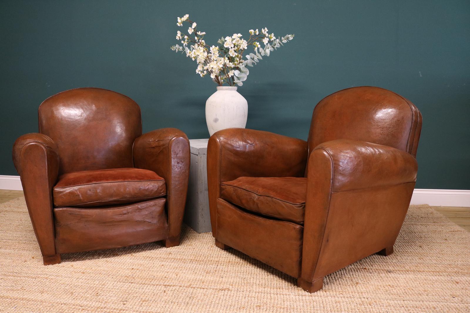 Pair French Leather Club Chair (1 of 17) Pair French Leather Club Chair (1 of 17)