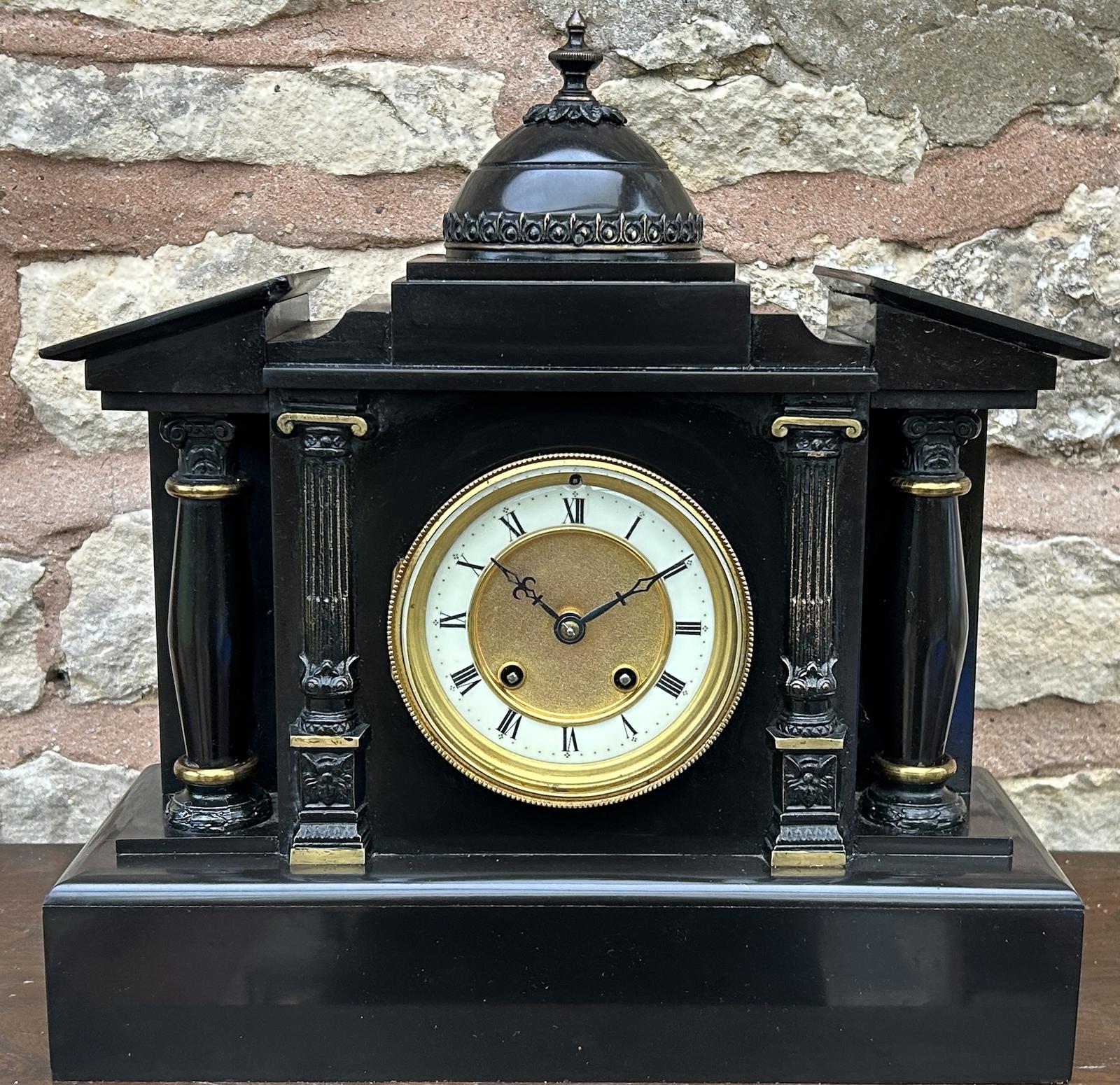 Awesome Victorian Architectural Slate Mantel Clock – ca 1900 (1 of 8)