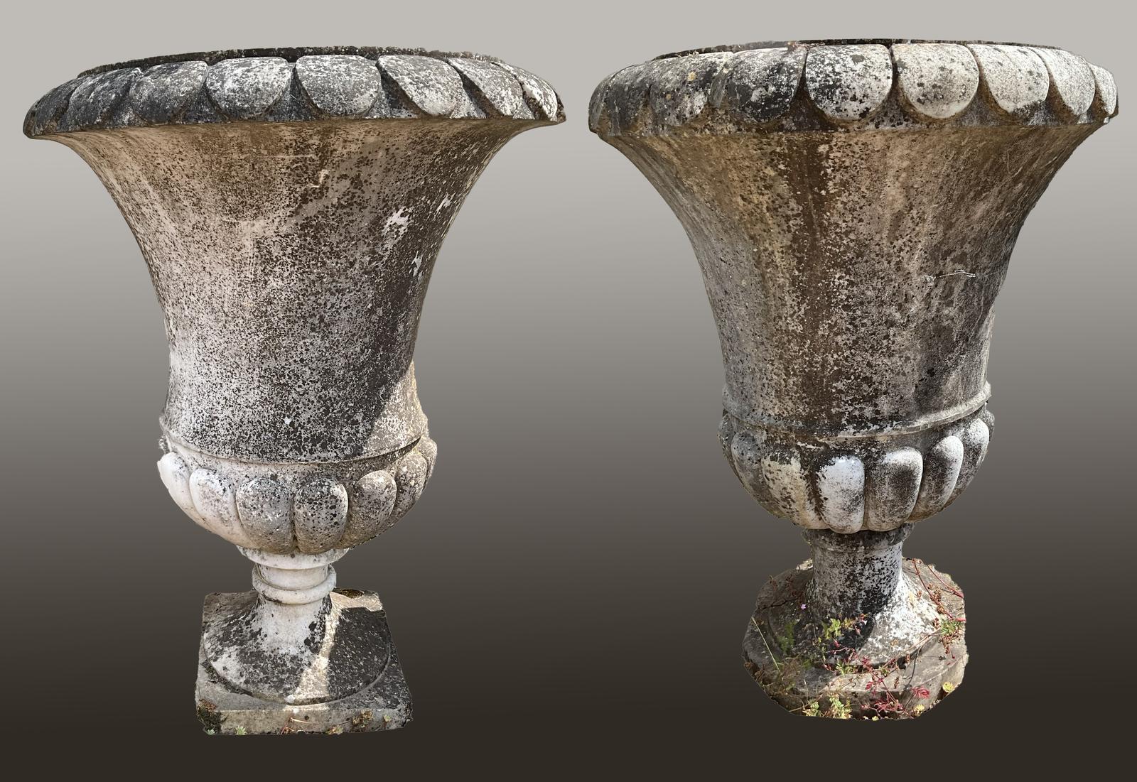 Near Pair of Large Carved Marble Garden Urns (1 of 5)