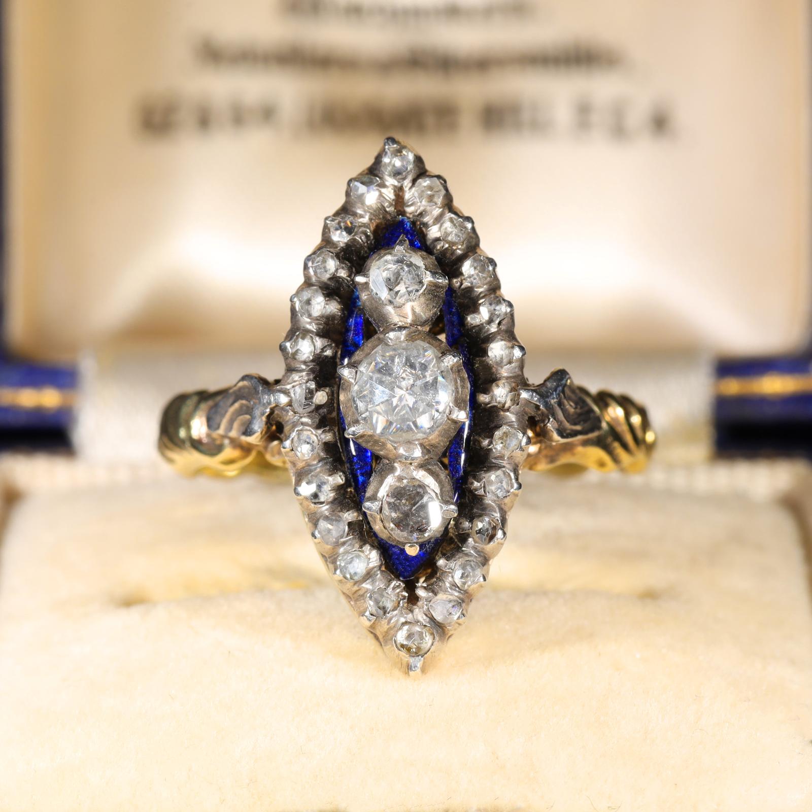 The Antique Georgian Rose Cut Diamond Navette Ring (1 of 8)