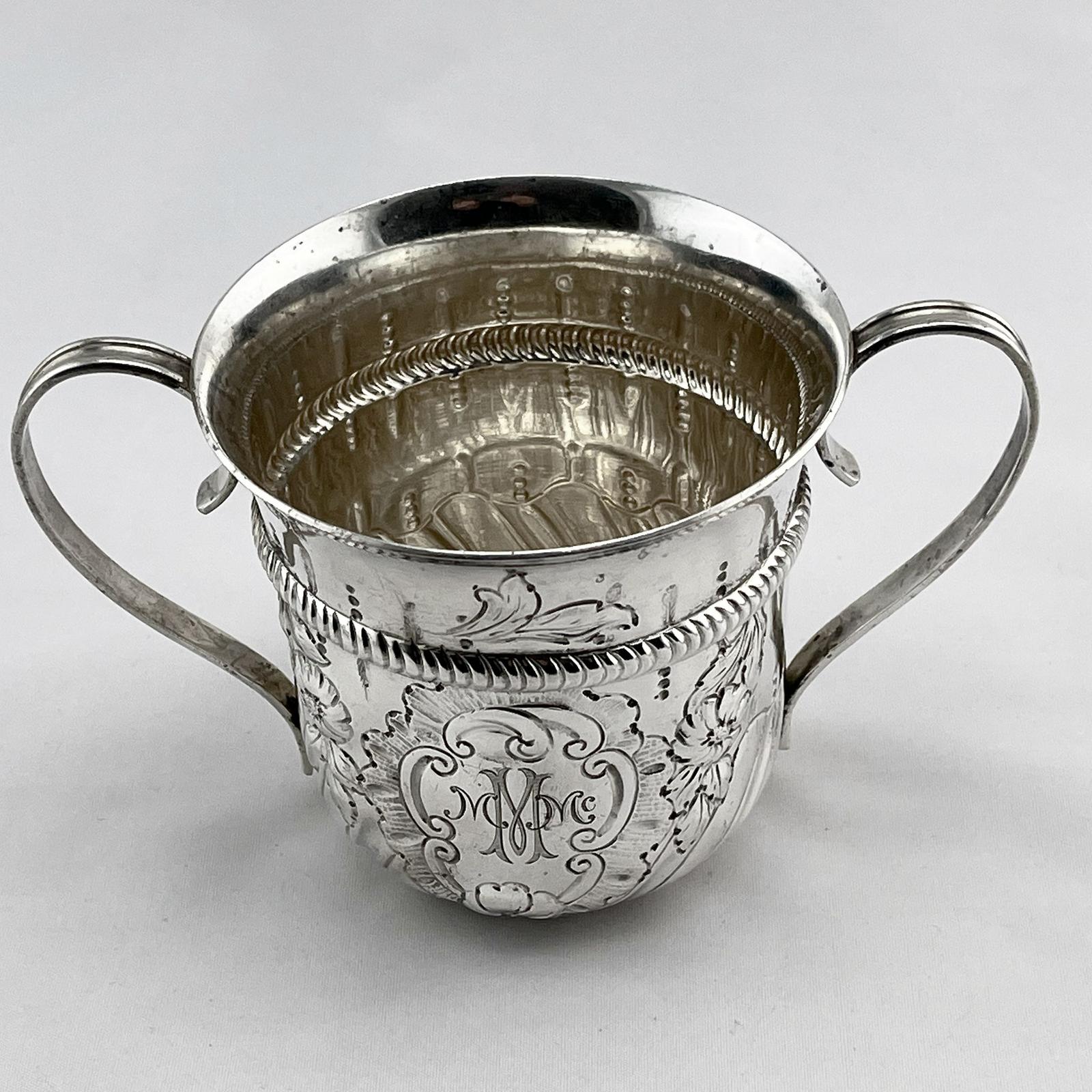 Georgian Style Edwardian Sterling Silver Porringer or Christening Cup (1 of 6)