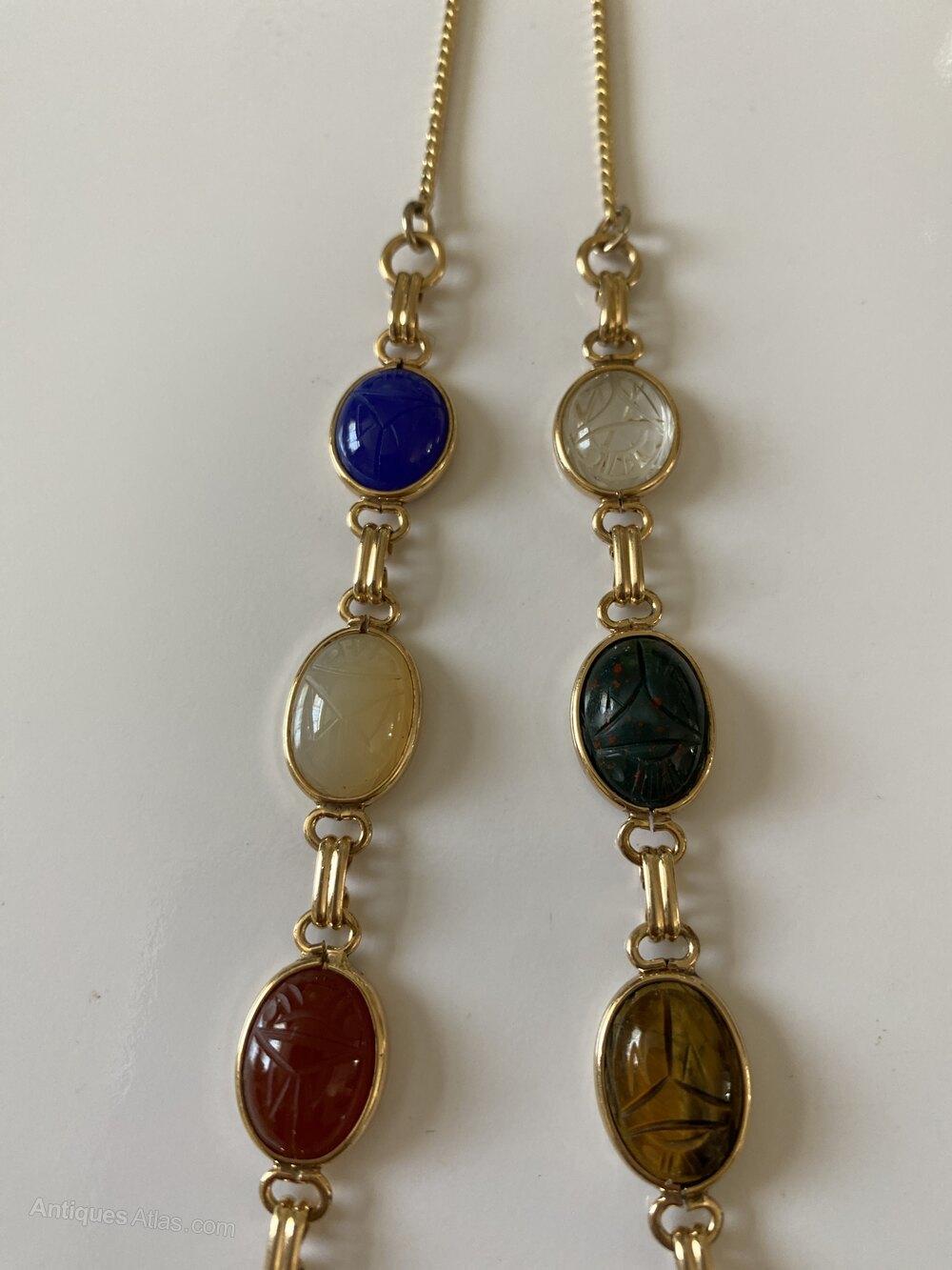 Multi Agate Scarab Beetle Necklace.c.1930/40 (1 of 4) Multi Agate Scarab Beetle Necklace.c.1930/40 (1 of 4)