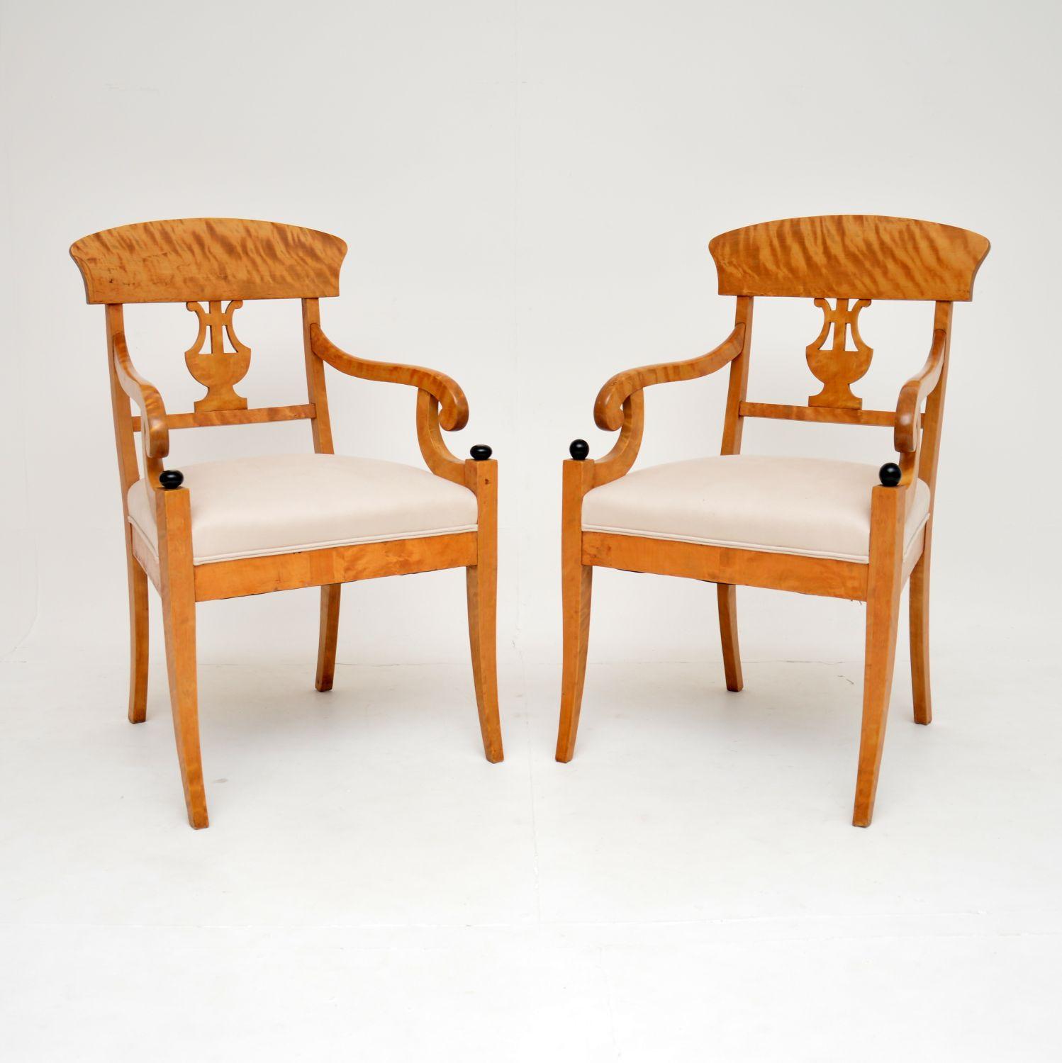 Pair of Antique Swedish Satin Birch Armchairs (1 of 9) Pair of Antique Swedish Satin Birch Armchairs (1 of 9)