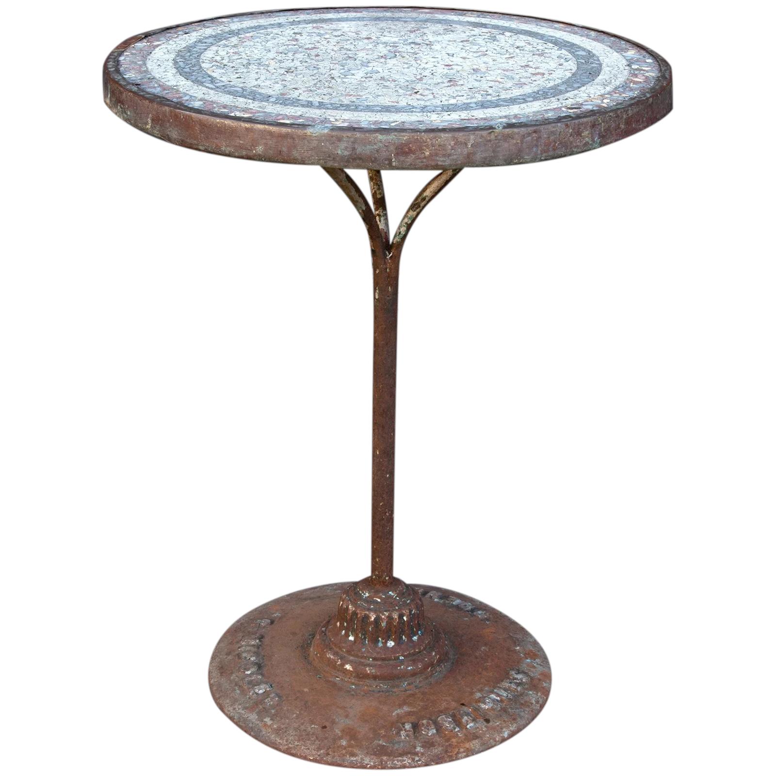Vintage Parisian Café Table with Mosaic Top (1 of 6)