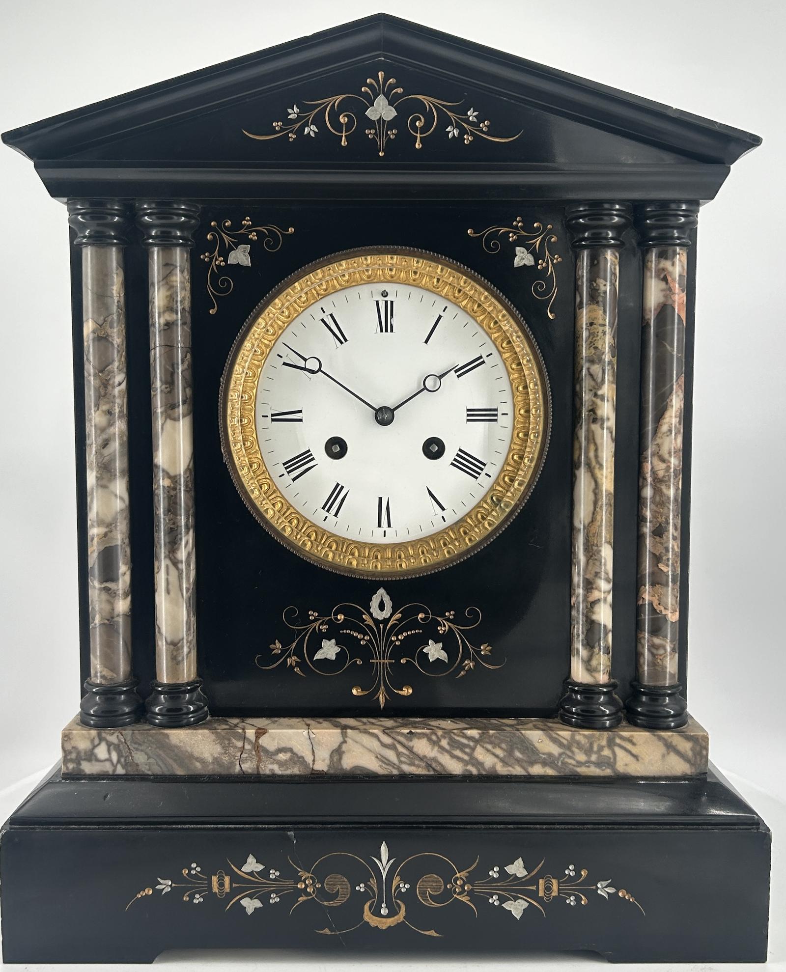 Wonderful French Victorian Slate & Marble Mantle Clock ca.1900 (1 of 15) Wonderful French Victorian Slate & Marble Mantle Clock ca.1900 (1 of 15)