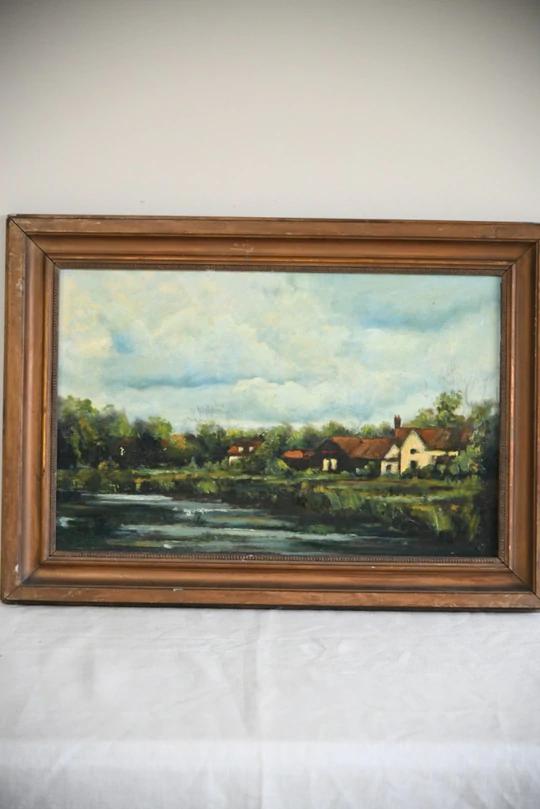 Rural River Landscape Oil Painting (1 of 12)