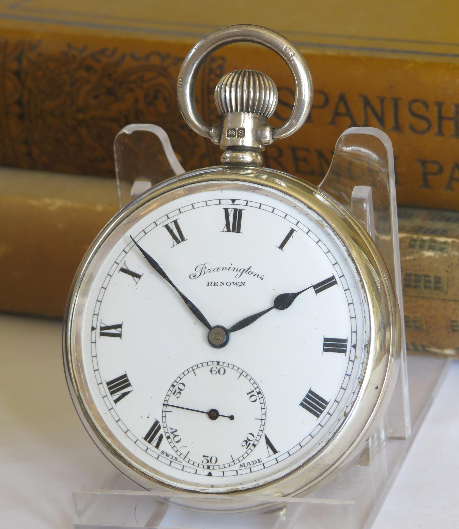 Pocket Watch: 1940s Silver Bravingtons Renown Pocket Watch (1 of 6) Pocket Watch: 1940s Silver Bravingtons Renown Pocket Watch (1 of 6)