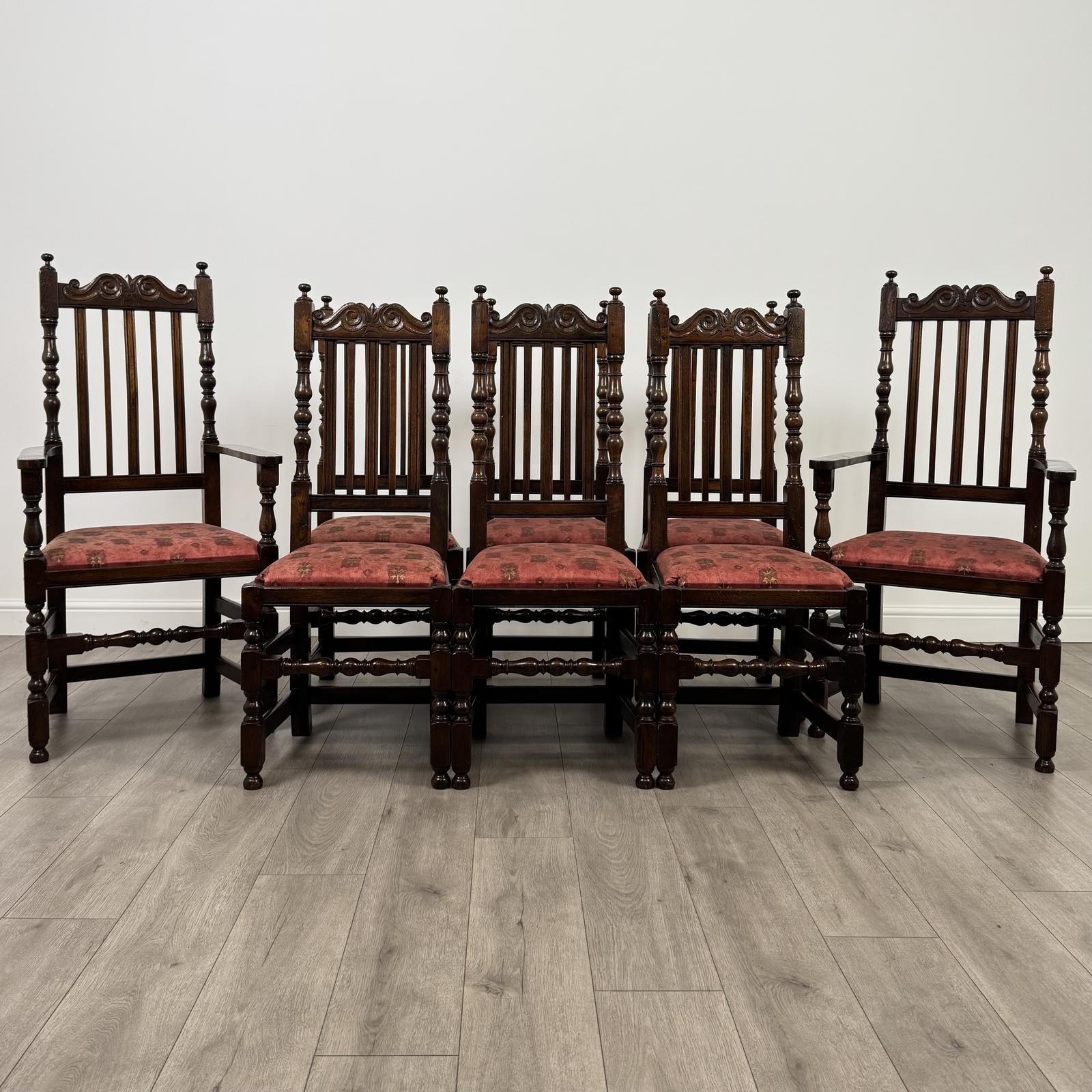 Antique 20th Century Set of 8 Fine Quality Oak Dining Chairs (1 of 11)